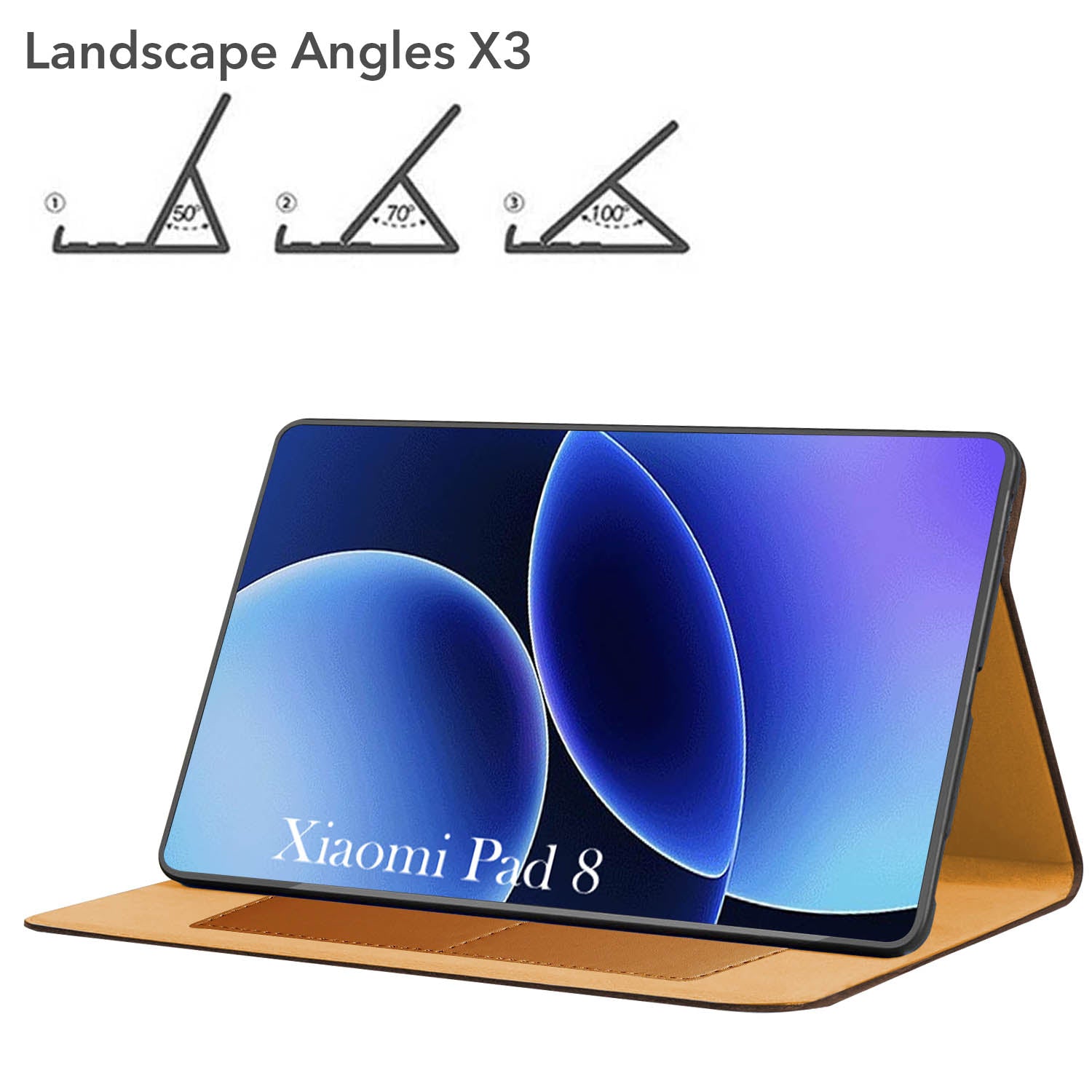 For Xiaomi Pad 8 11.2 Inch Flip Cover Folio Cover (PU Matte Leather | Multi-Angle Smart Stand | Card Storage Slots | Silicone Back Pouch)