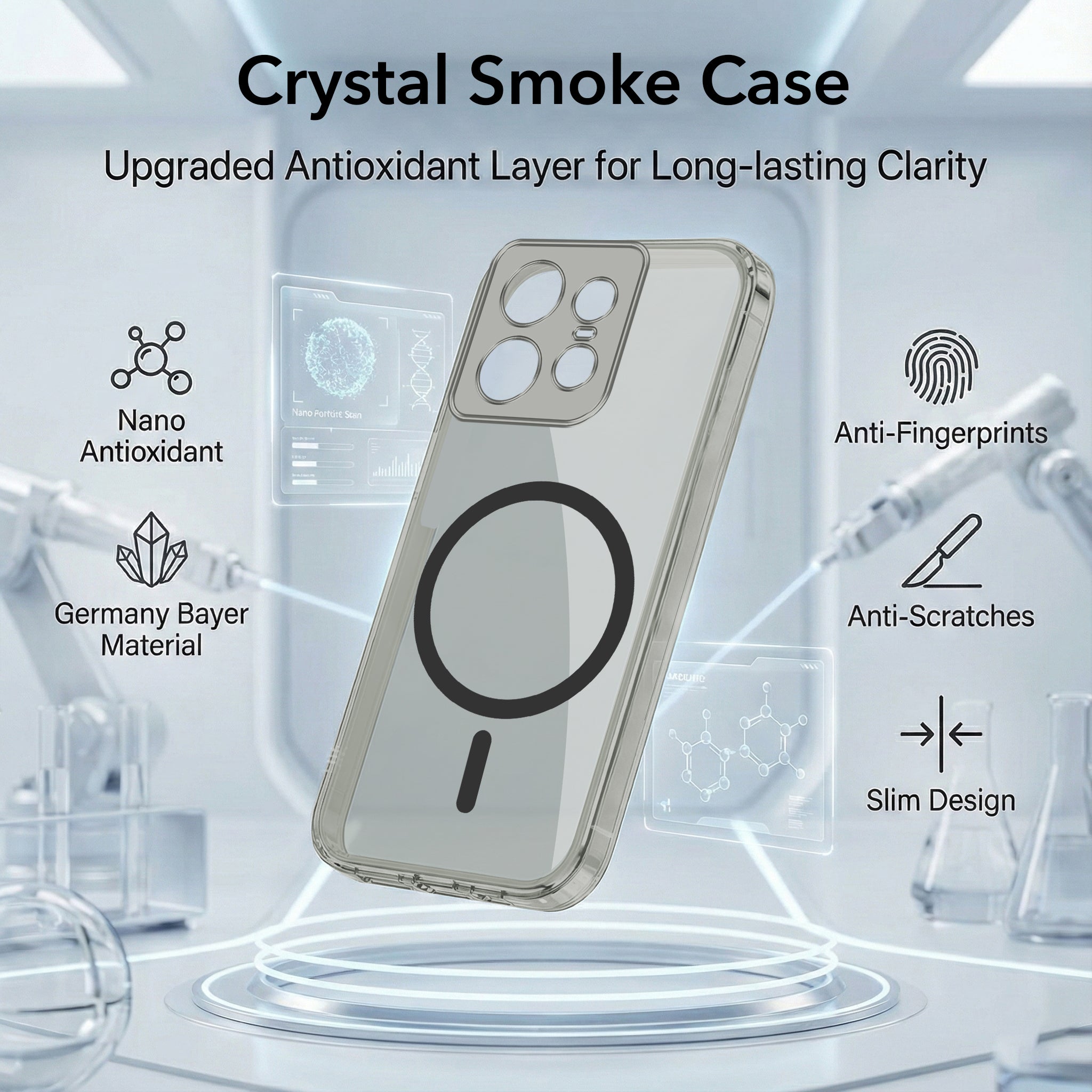 For Motorola Moto Edge 50 Pro Back Cover Case Lifetime Anti-Yellow MagSafe Compatible Clear (Sleek Hard Crystal | Shockproof and Camera Protection)