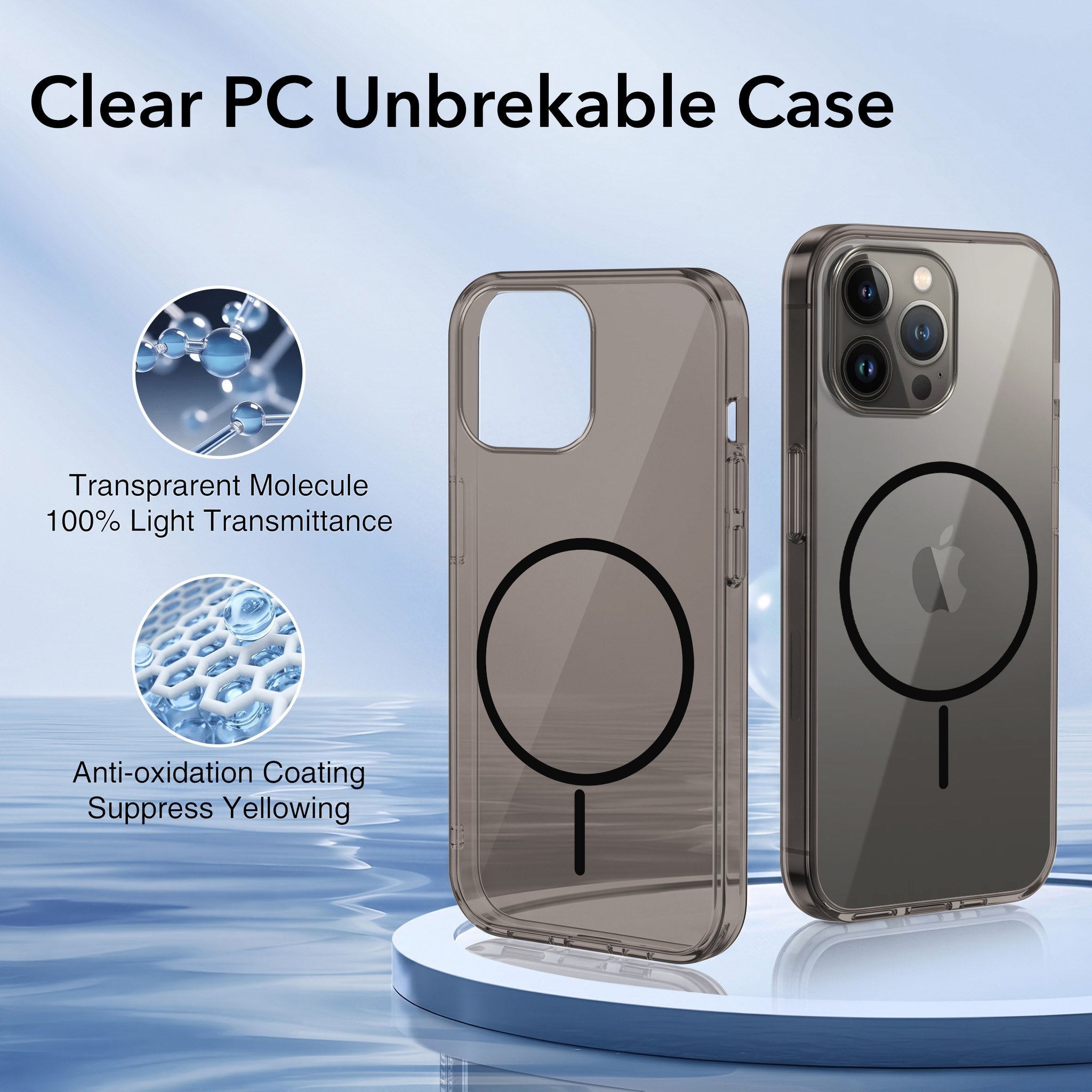 For Apple iPhone 13 Pro Max Back Case Cover Crystal Anti Yellow (Unbreakable PC | MagSafe Wireless Charging Support |Camera Protection Bump)