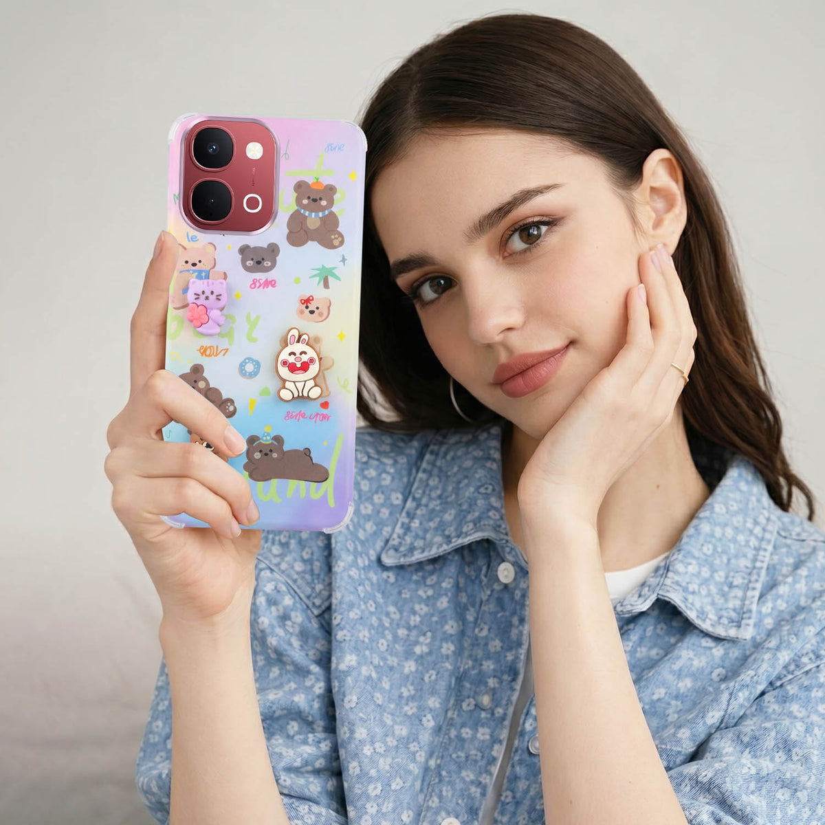 For Vivo Y31T 5G Back Cover Case (3D Cute Cartoons | Hard Back Side Soft | Matte Premium Finish | HD Printing)