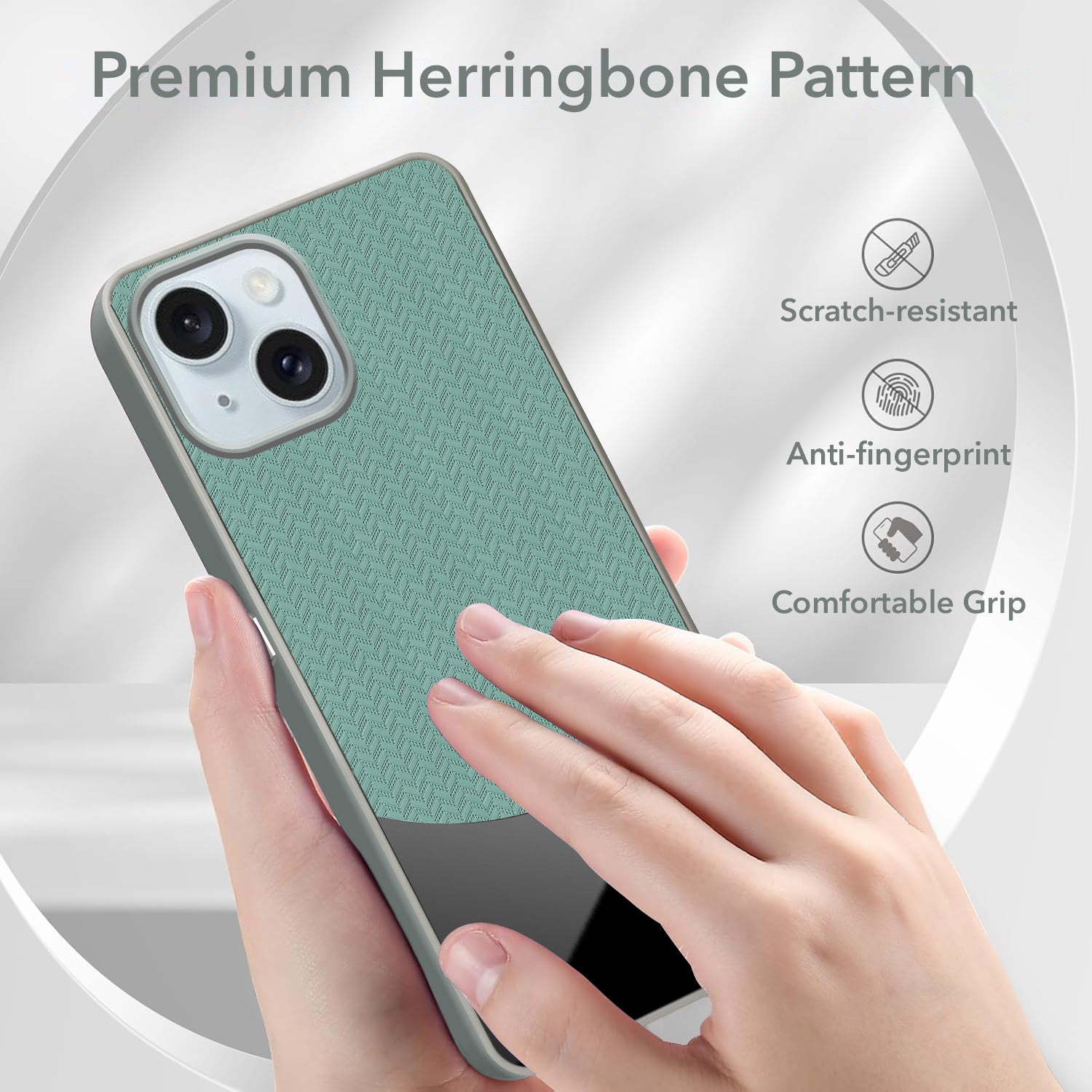 For iPhone 15 Plus Back Cover Case (Elegant PU Leather Finish | Premium Minimalist Professional | Camera Protection Bump)