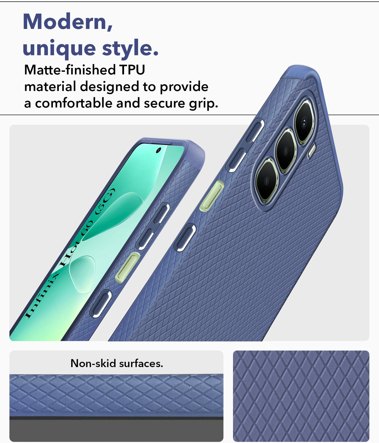 For Infinix Hot 60 5G Back Cover Case (Liquid Silicone | Side Grip | Camera Protection)