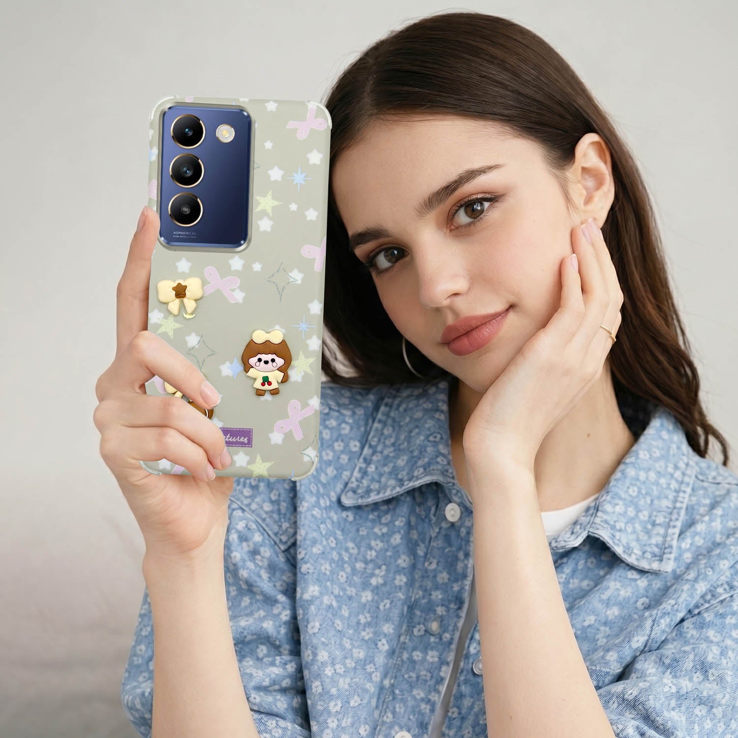 For Vivo T3 5G Back Cover Case (3D Cute Cartoons | Hard Back Side Soft | Matte Premium Finish | HD Printing)