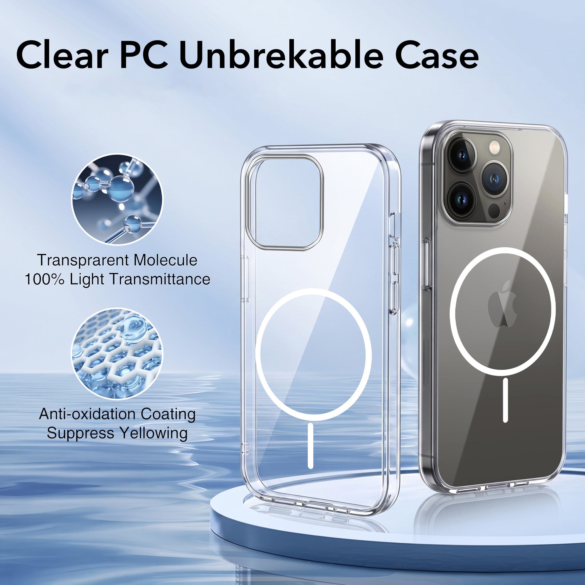 For Apple iPhone 13 Pro Back Case Cover Crystal Anti Yellow (Unbreakable PC | MagSafe Wireless Charging Support |Camera Protection Bump)