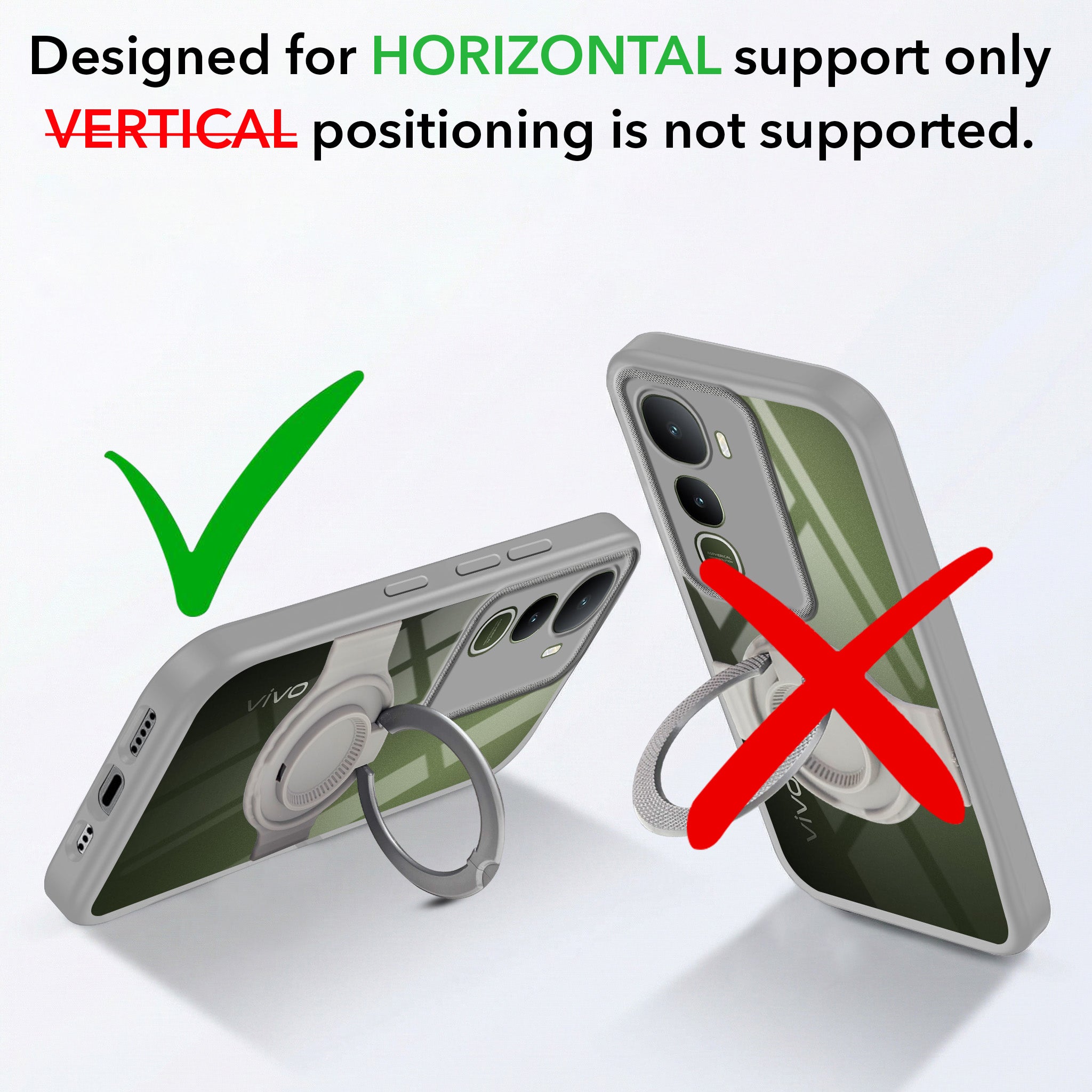 For Vivo Y400 Back Cover Case with stand (Built-in Ring Holder Kickstand | Lifetime Anti Yellow | Camera Protection)
