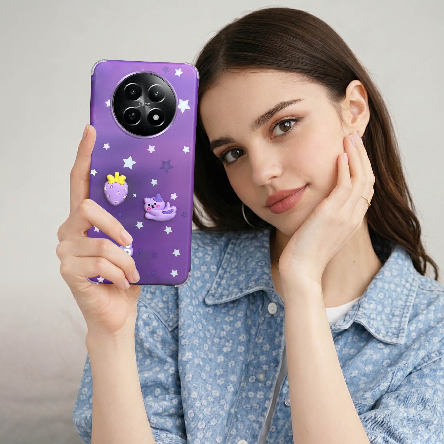 For Realme Narzo 70x 5G Back Cover Case (3D Cute Cartoons | Hard Back Side Soft | Matte Premium Finish | HD Printing)