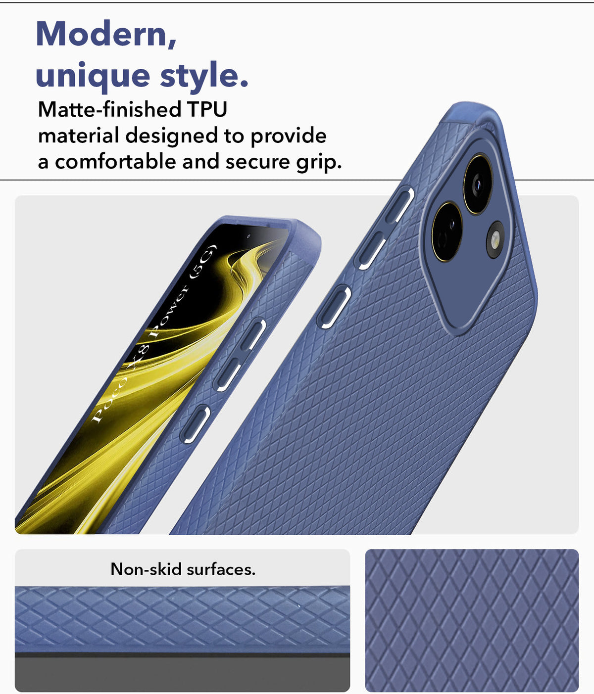 For Poco X8 Power Back Cover Case Liquid Silicone (Camera Protection | Side Grip Texture | Soft and Flexible)