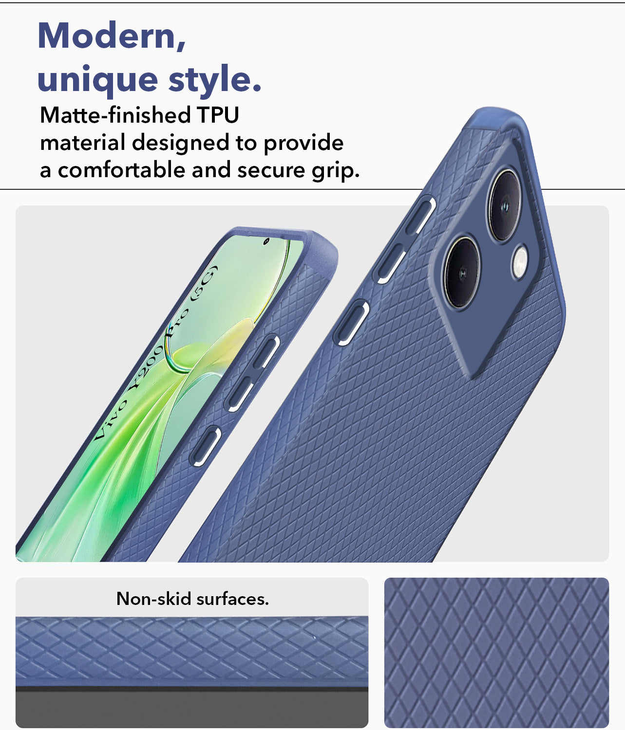 For Vivo Y200 Pro 5G Back Cover Case (Liquid Silicone | Side Grip | Camera Protection)