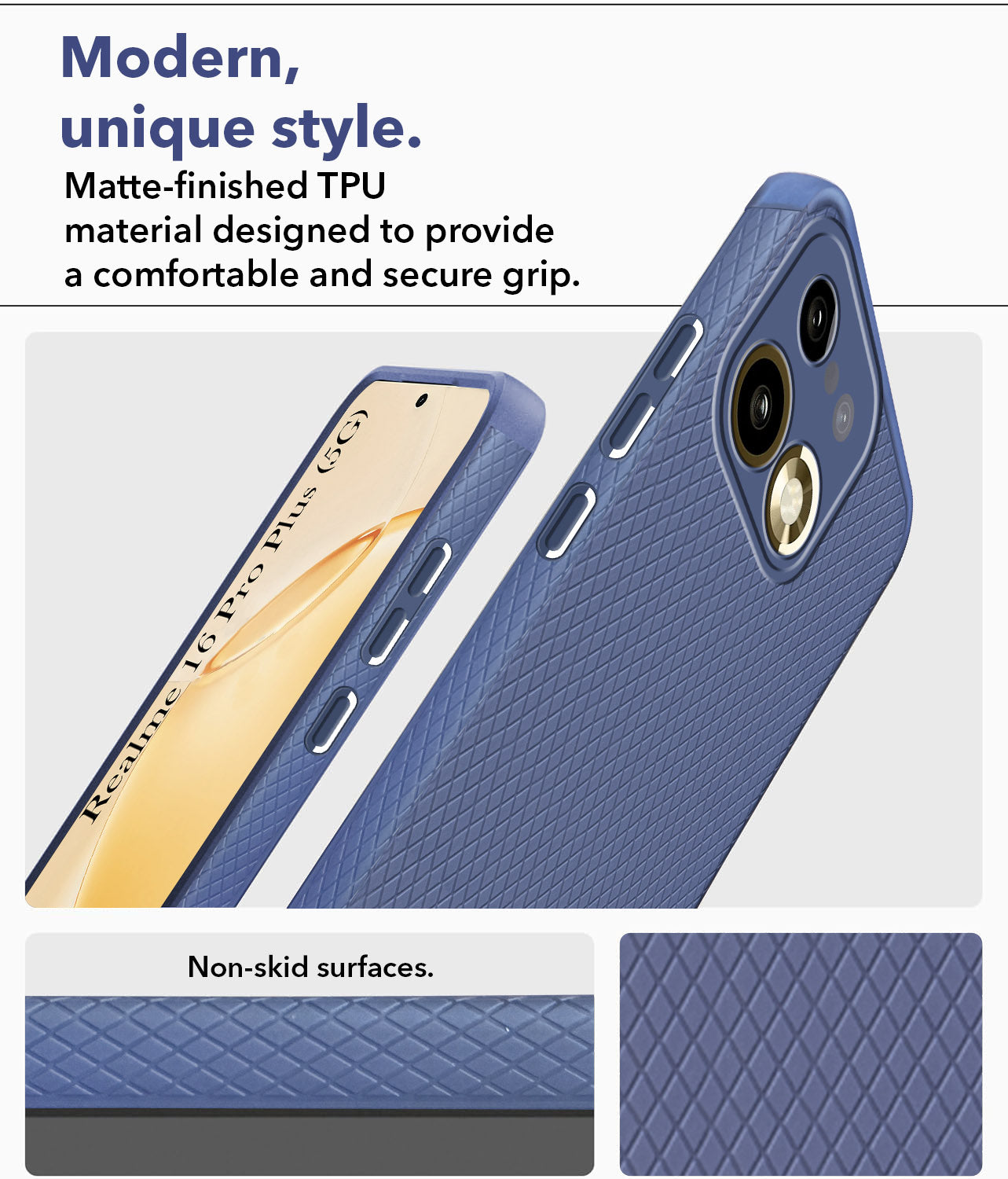 For Realme 16 Pro Plus 5G Back Cover Case Liquid Silicone (Camera Protection | Side Grip Texture | Soft and Flexible)