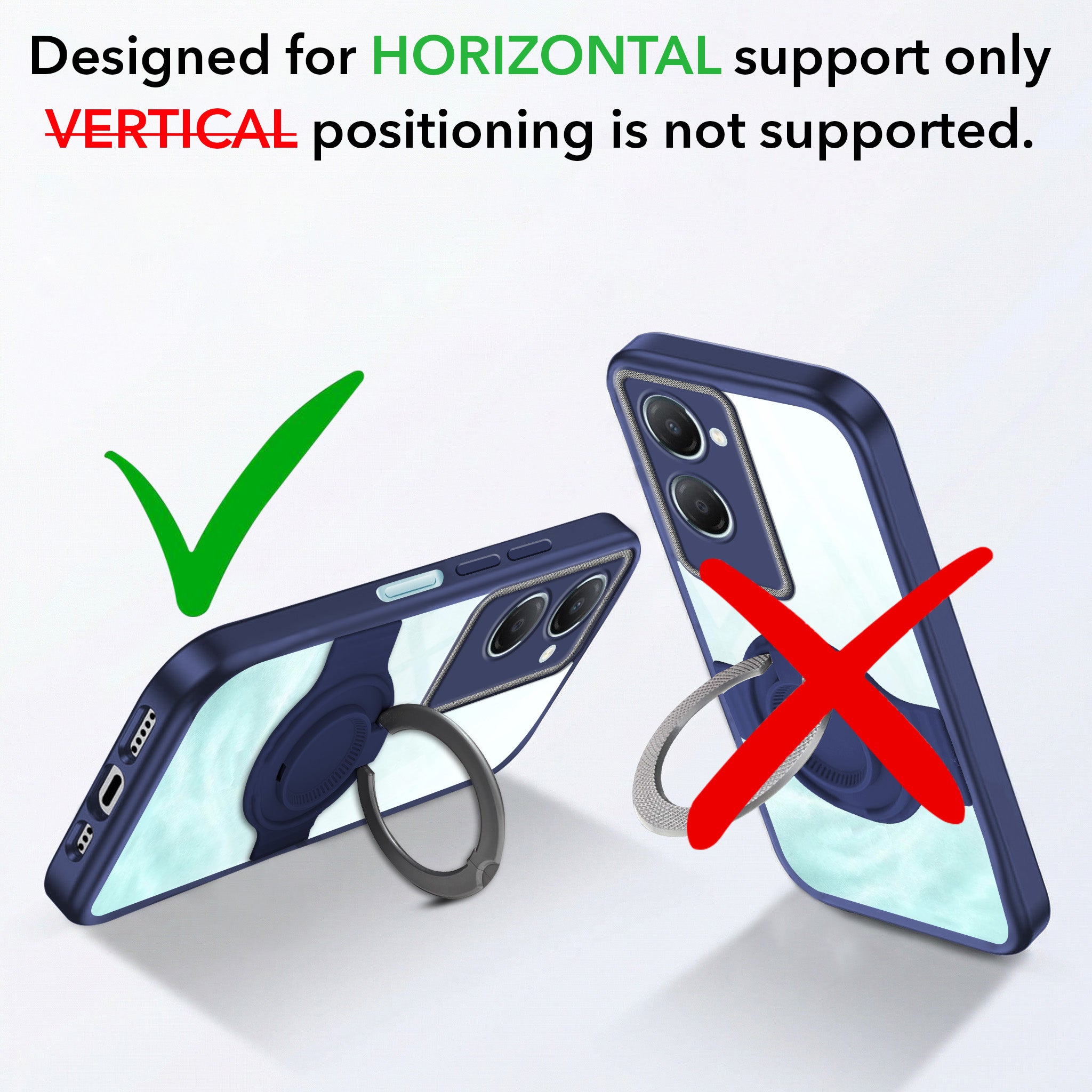For Vivo iQOO Z9 Lite Back Cover Case with stand (Built-in Ring Holder Kickstand | Lifetime Anti Yellow | Camera Protection)