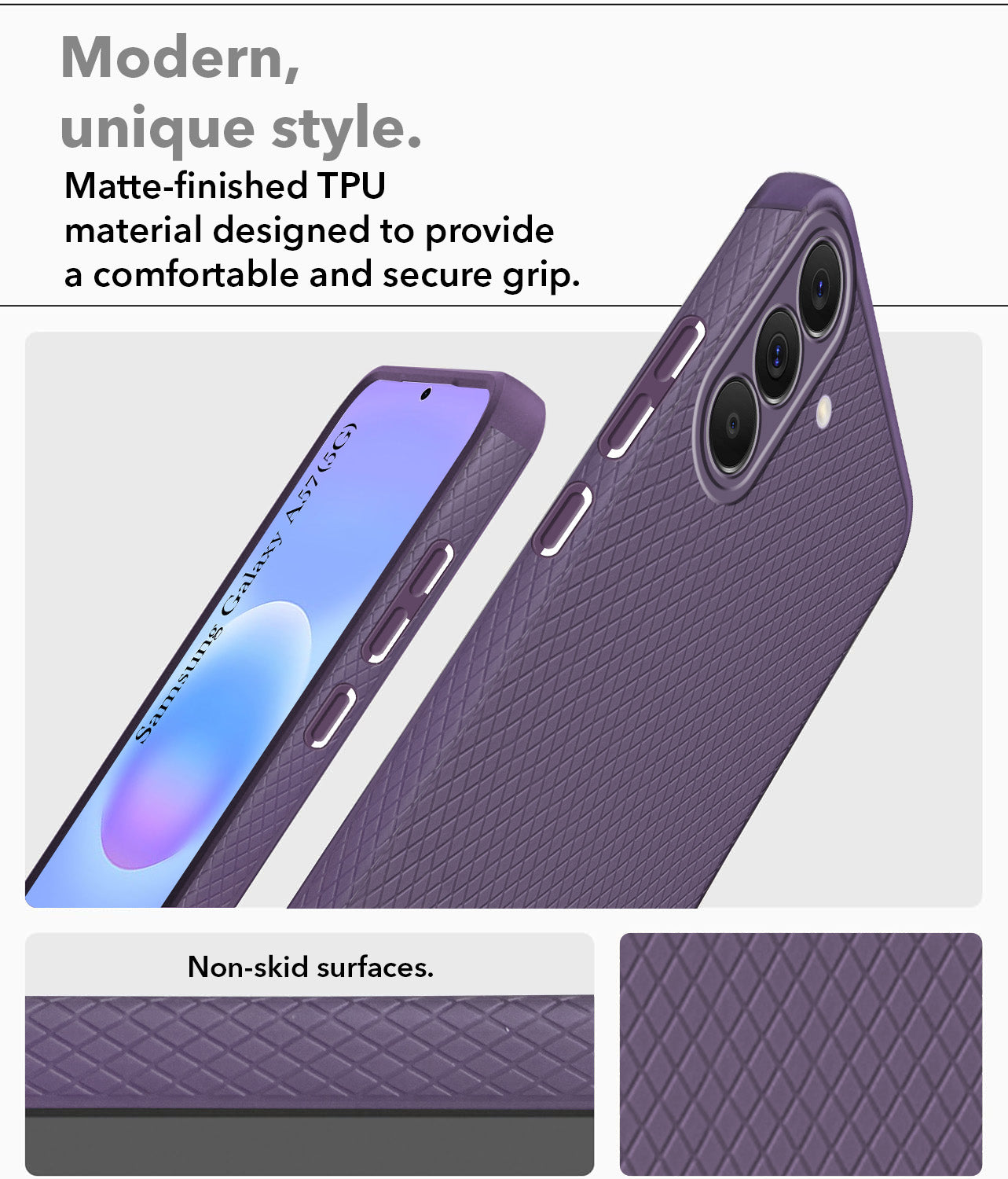 For Samsung Galaxy A57 5G Back Cover Case Liquid Silicone (Camera Protection | Side Grip Texture | Soft and Flexible)
