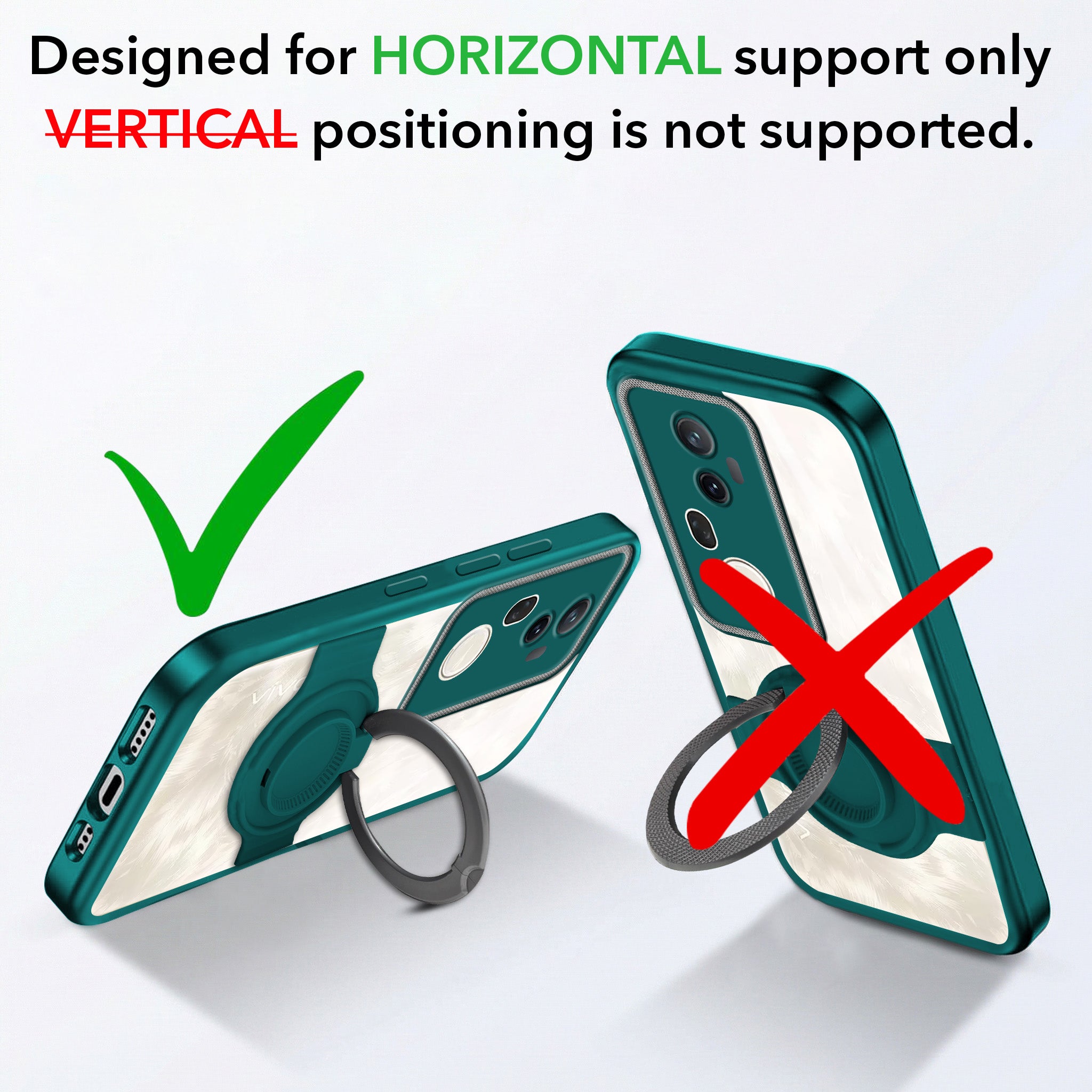 For Vivo T4 Ultra Back Cover Case with stand (Built-in Ring Holder Kickstand | Lifetime Anti Yellow | Camera Protection)