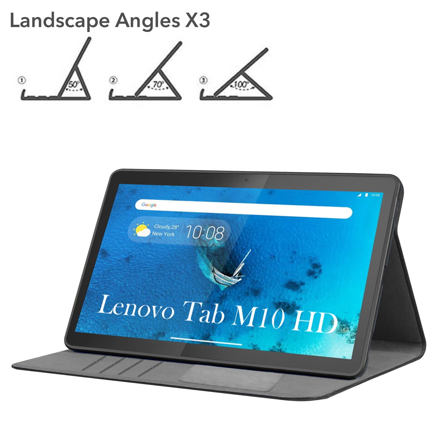 For Flip Cover Folio Case Lenovo Tab M10 HD (TB-X306X) 12 Inch (PU Leather | Multi-Angle Smart Stand | Card Storage Slots | Silicone Back Pouch)