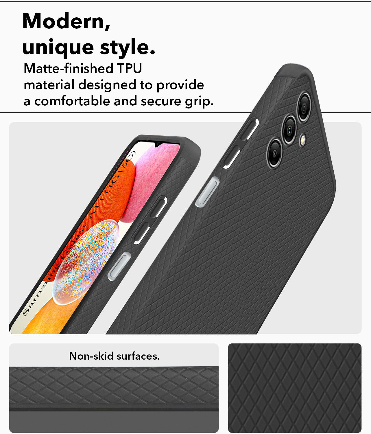 For Samsung Galaxy A14 4G | 5G Back Cover Case (Liquid Silicone | Side Grip | Camera Protection)