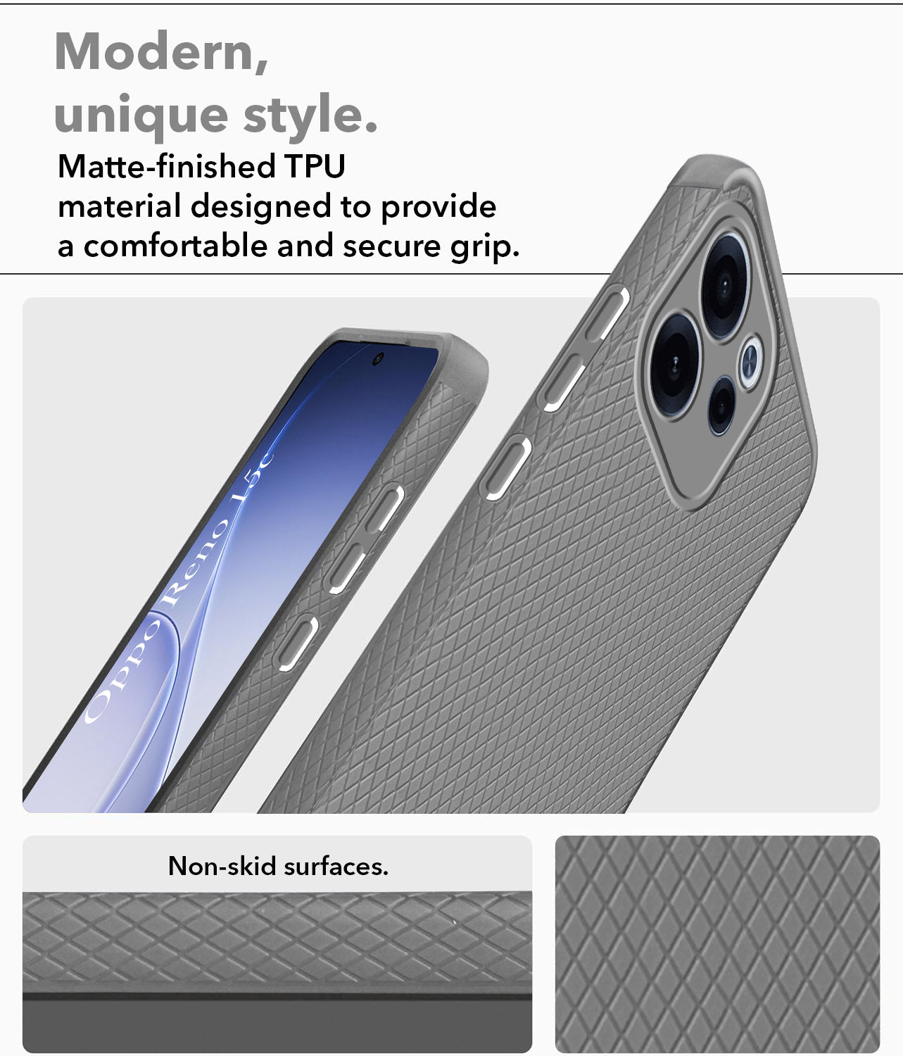For Oppo Reno 15c Back Cover Case Liquid Silicone (Camera Protection | Side Grip Texture | Soft and Flexible)