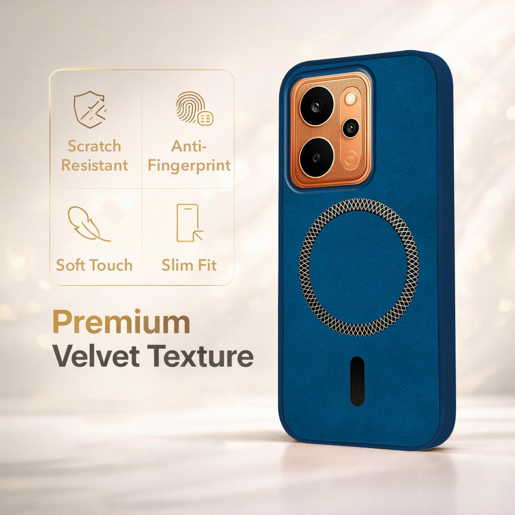 For Realme P4 Power 5G | Realme Narzo Power Back Cover Case Leather Finish (MagSafe Compatible Wireless Charging | Soft Touch | Camera Bump Protection)