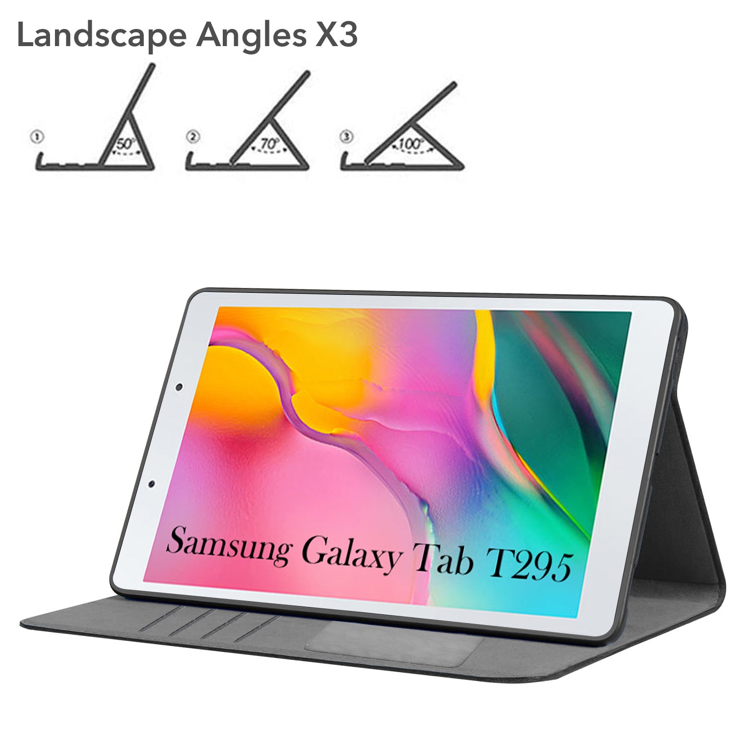 For Flip Cover Folio Case Samsung Galaxy Tab T295 (SM-T290, SM-T295) 8 Inch(PU Leather | Multi-Angle Smart Stand | Card Storage Slots | Silicone Back Pouch)