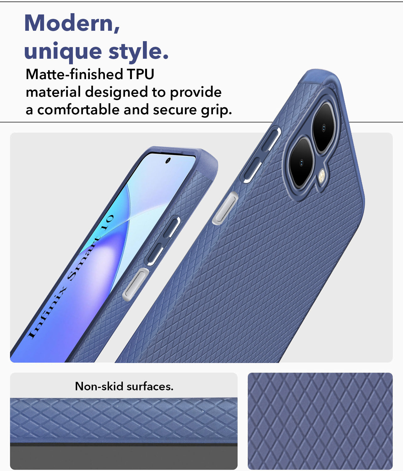 For Infinix Smart 10 Back Cover Case (Liquid Silicone | Side Grip | Camera Protection)