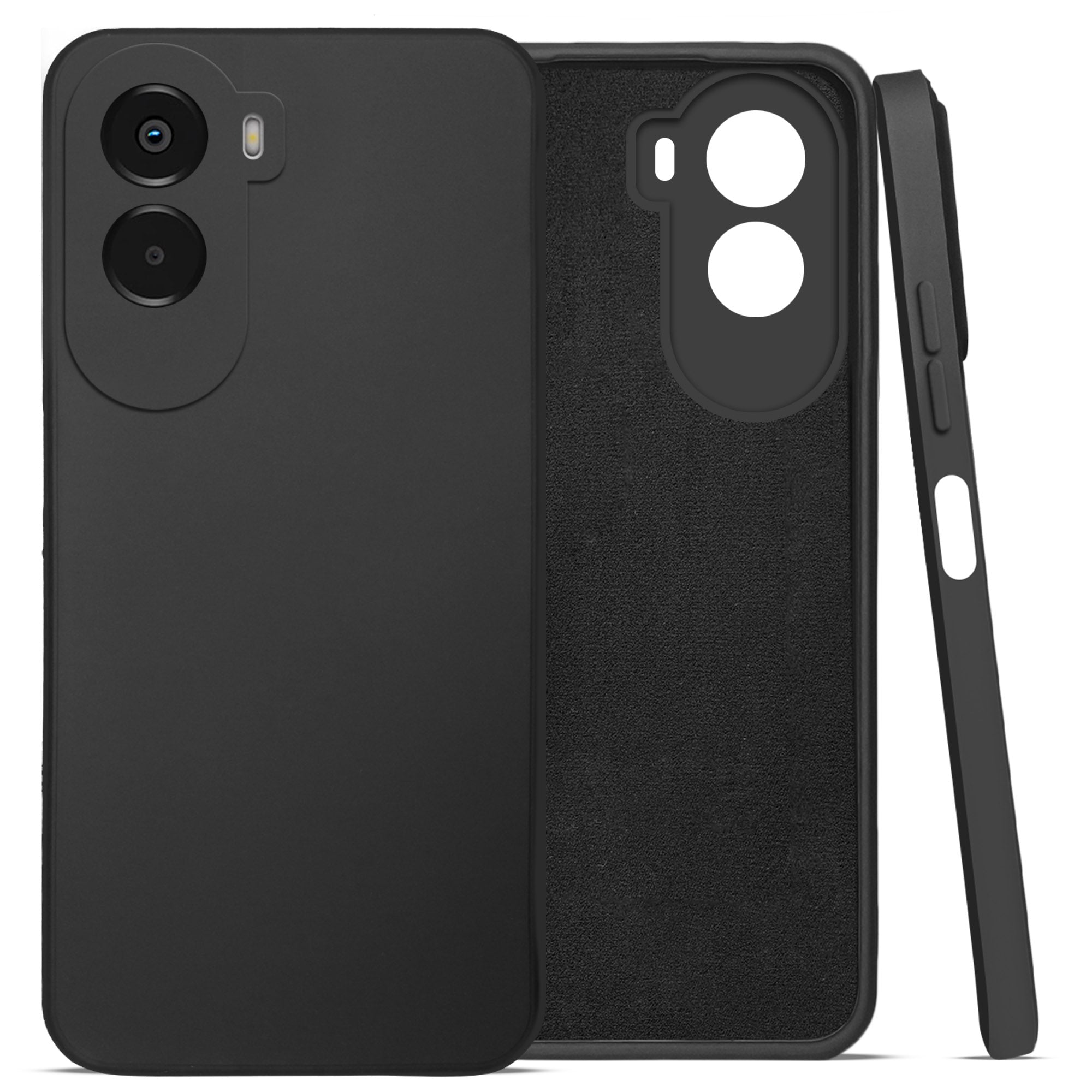 For Poco M7 Plus 5G Back Cover Case (Matte Finish Silicone with Inside Fiber cloth)