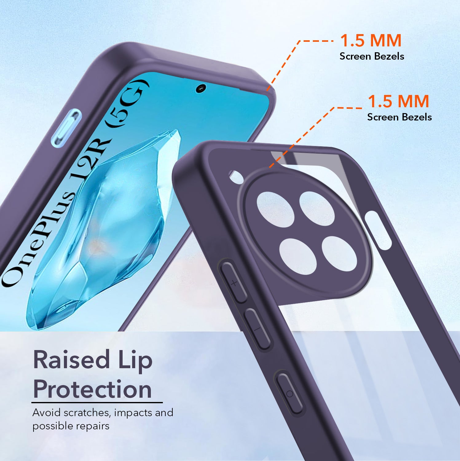For OnePlus 12R 5G Back Cover Case (Lifetime Anti Yellow | Anti Scratch | Crystal Clear Shockproof)