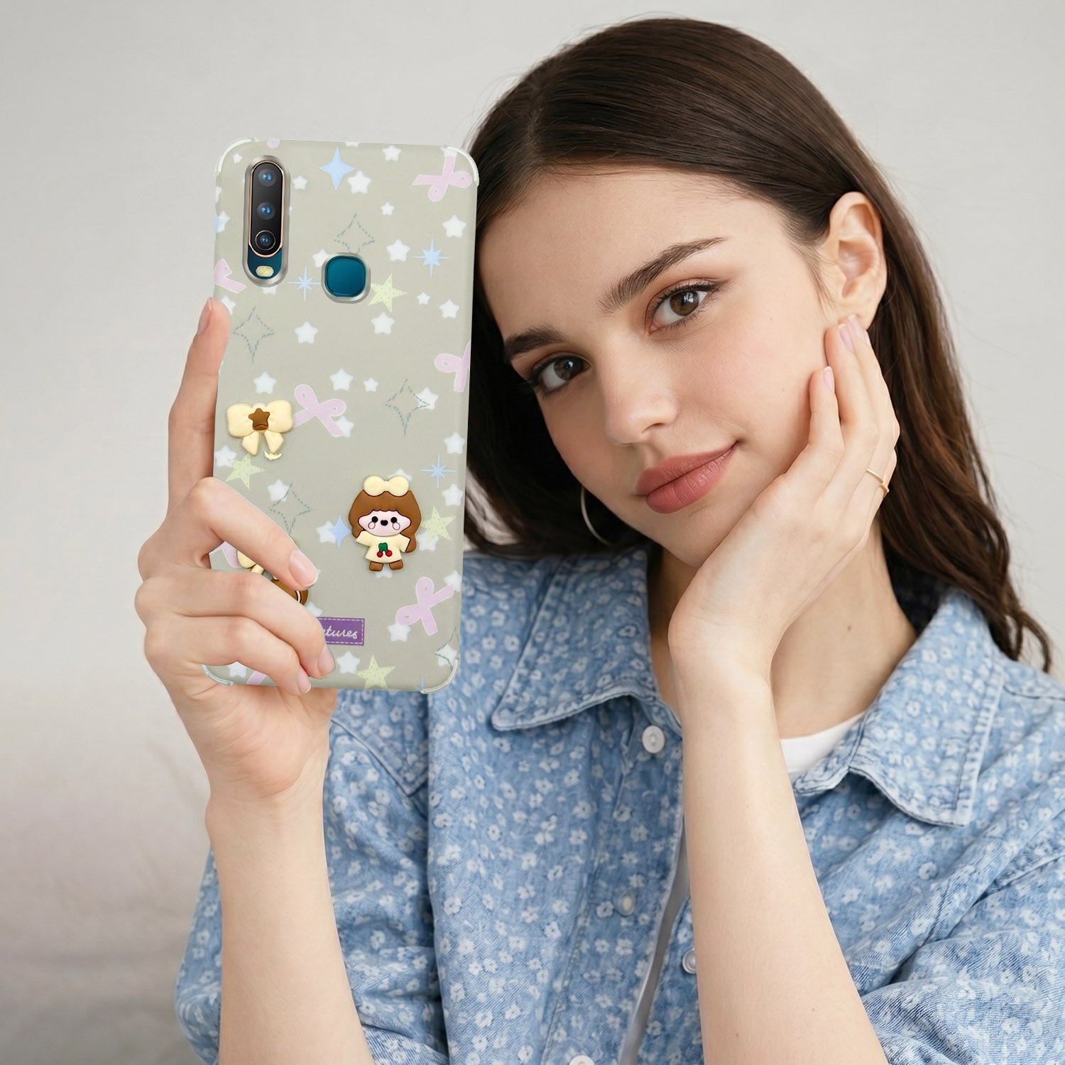 For Vivo U10 Back Cover Case (3D Cute Cartoons | Hard Back Side Soft | Matte Premium Finish | HD Printing)