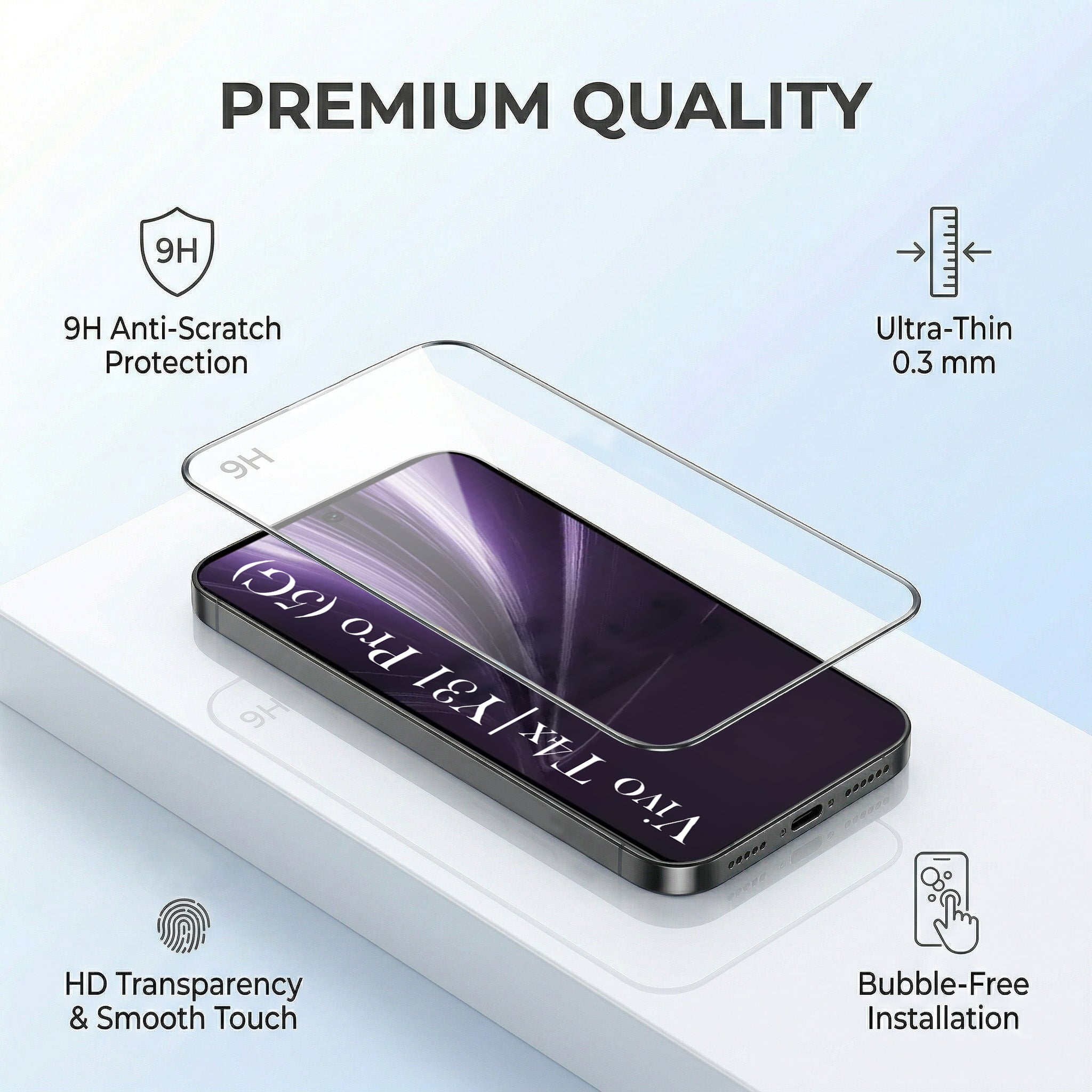 For Vivo T4x | Vivo Y31 Pro Combo with Back Cover and 9H Tempered Glass (Liquid Silicone | Camera Protection | Oleophobic Coating Screen Glass)