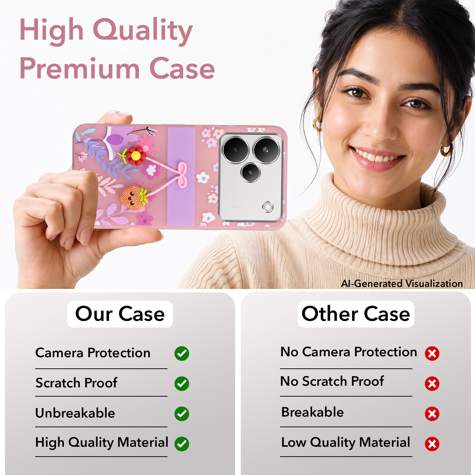For Realme P4 Pro Back Cover Case (3D Cute Cartoons | Hard Back Side Soft | Matte Premium Finish | HD Printing)