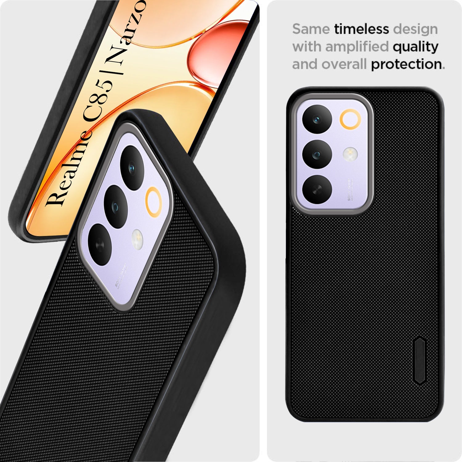 For Realme C85 5G | Realme Narzo 90x Back Cover Case Rubberised (Textured Grip Design | Micro-Fiber Cloth Inside | Slim and Light Weight | Soft Touch and Feel)