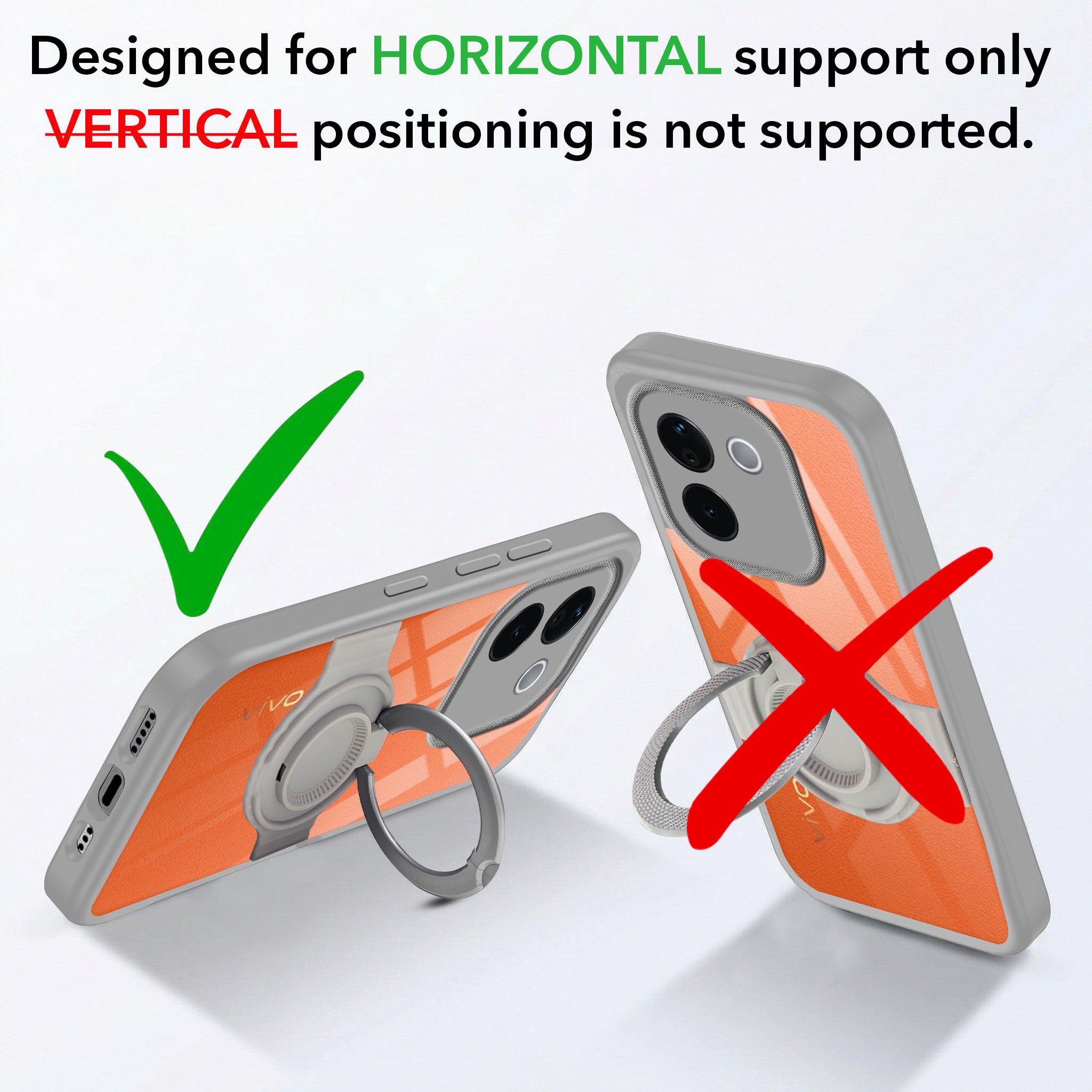 For Vivo T3 Pro Back Cover Case with stand (Built-in Ring Holder Kickstand | Lifetime Anti Yellow | Camera Protection)