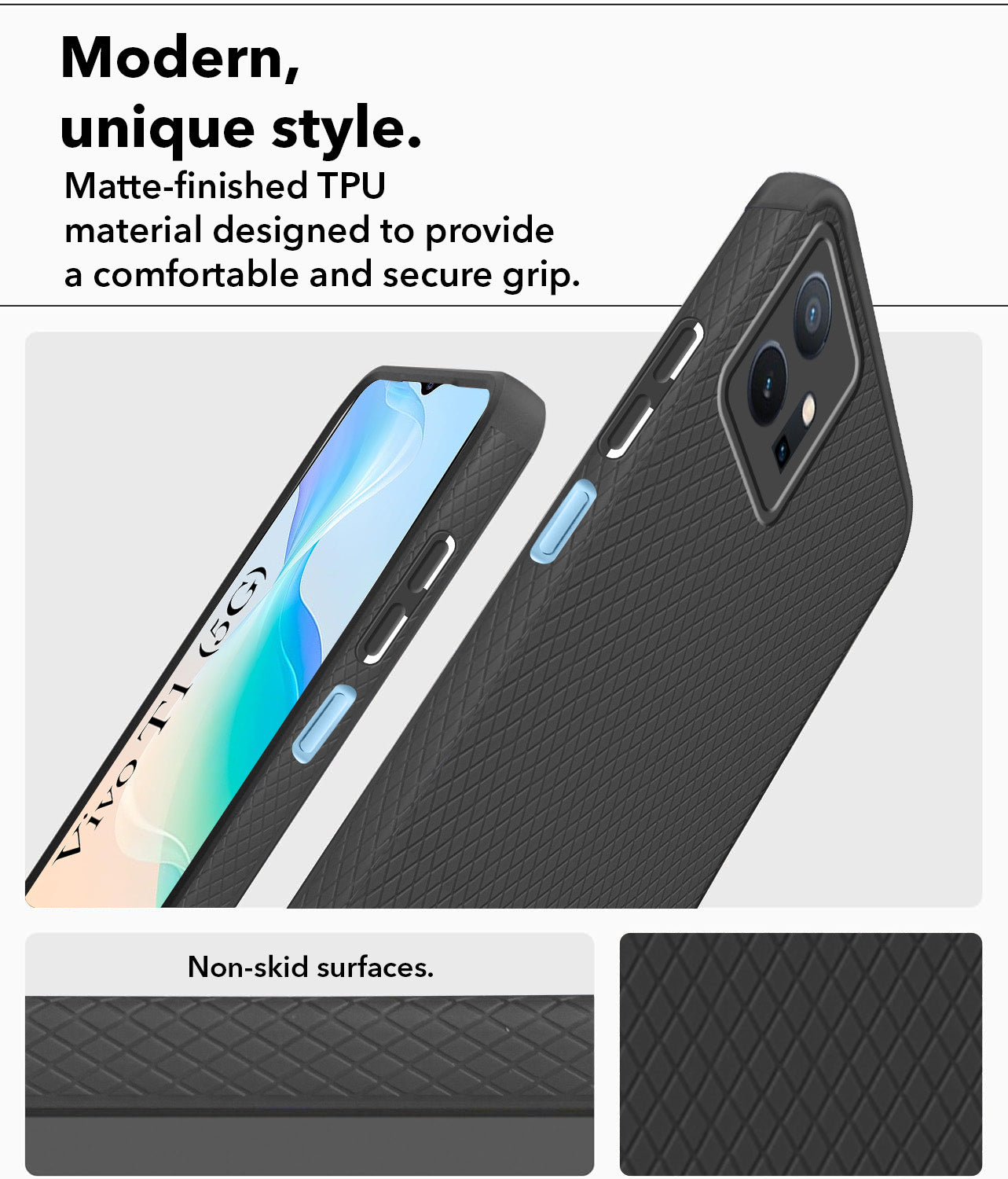For Vivo T1 5G Back Cover Case (Liquid Silicone | Side Grip | Camera Protection)