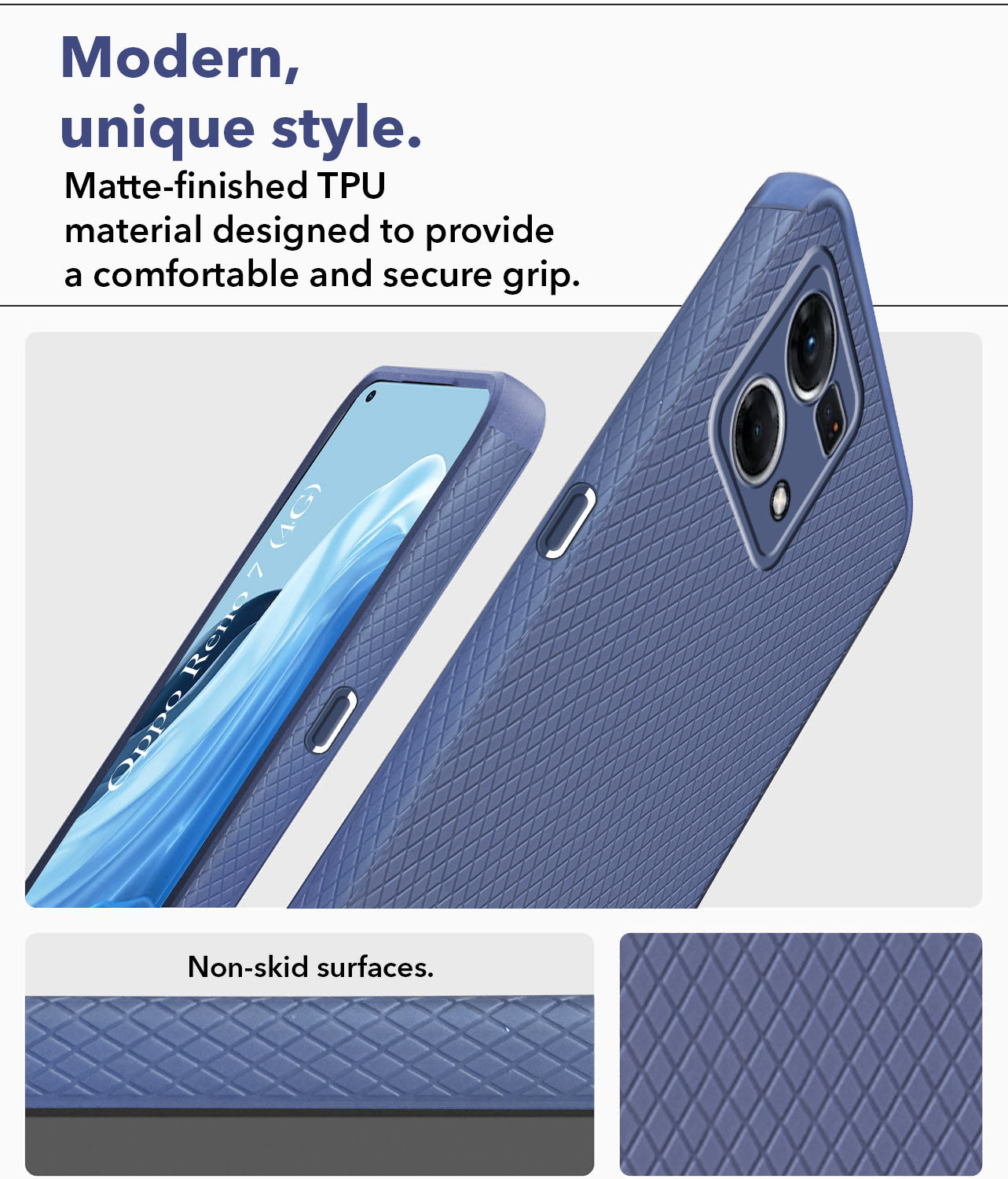 For Oppo Reno7 | Reno 7 4G Back Cover Case (Liquid Silicone | Side Grip | Camera Protection)