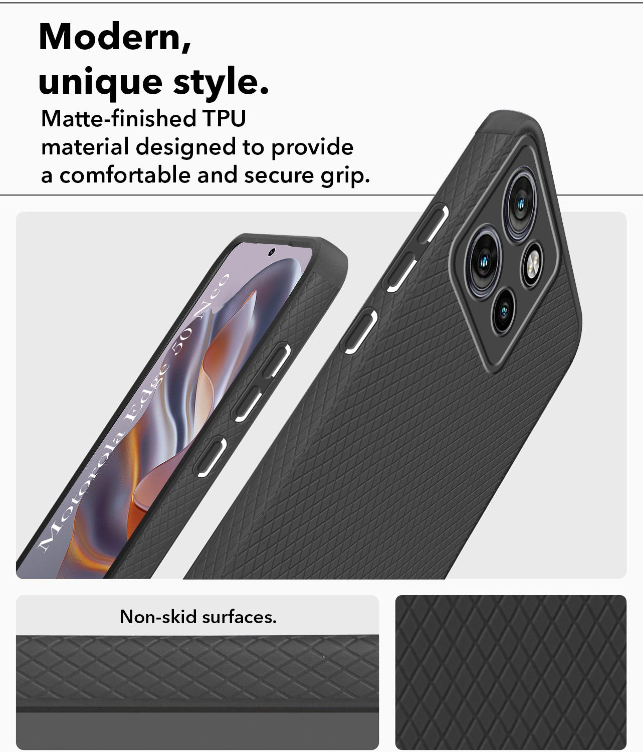 For Motorola Moto Edge 50 Neo Back Cover Case (Liquid Silicone | Side Grip | Camera Protection)