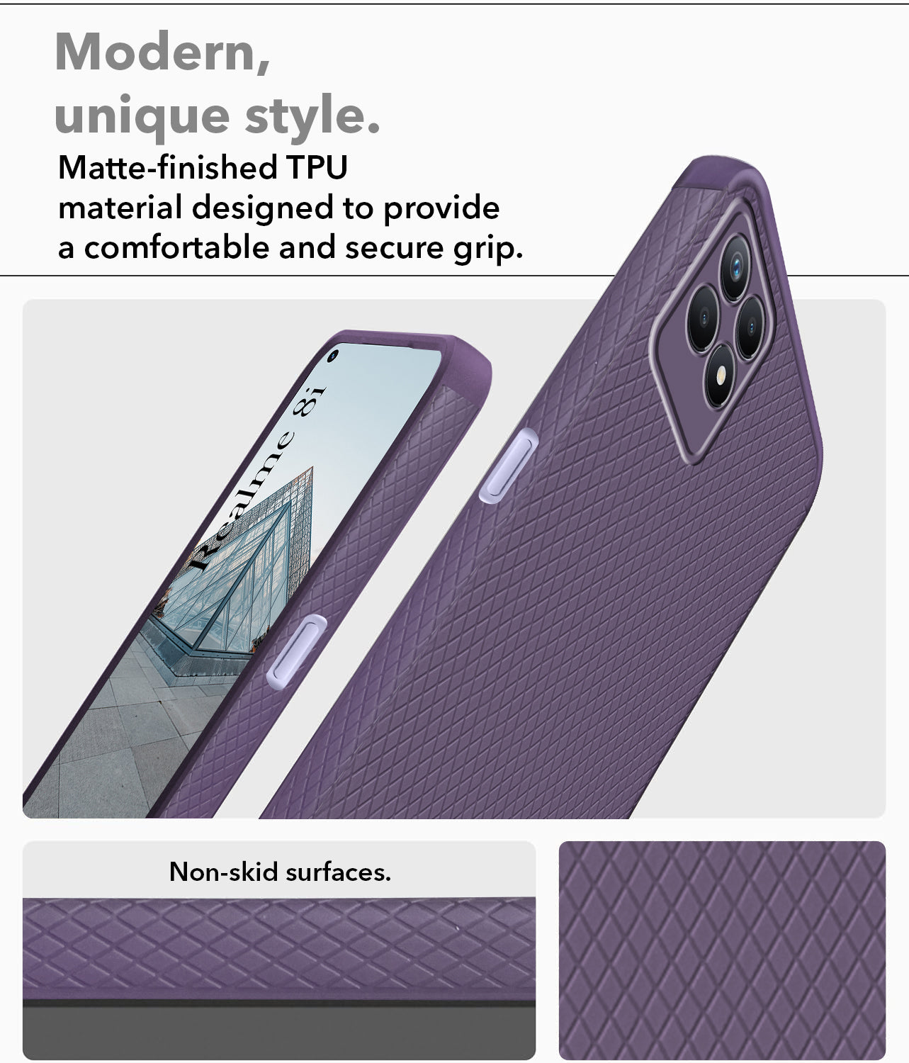 For Realme 8i Back Cover Case (Liquid Silicone | Side Grip | Camera Protection)