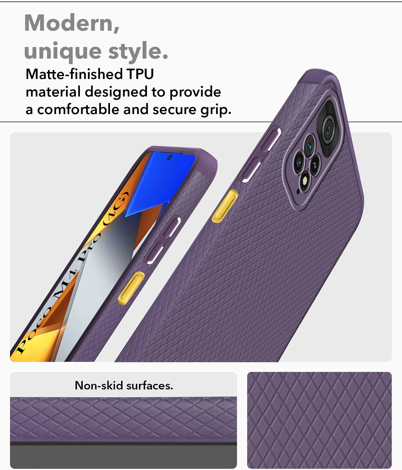 For Poco M4 Pro 4G Back Cover Case (Liquid Silicone | Side Grip | Camera Protection)