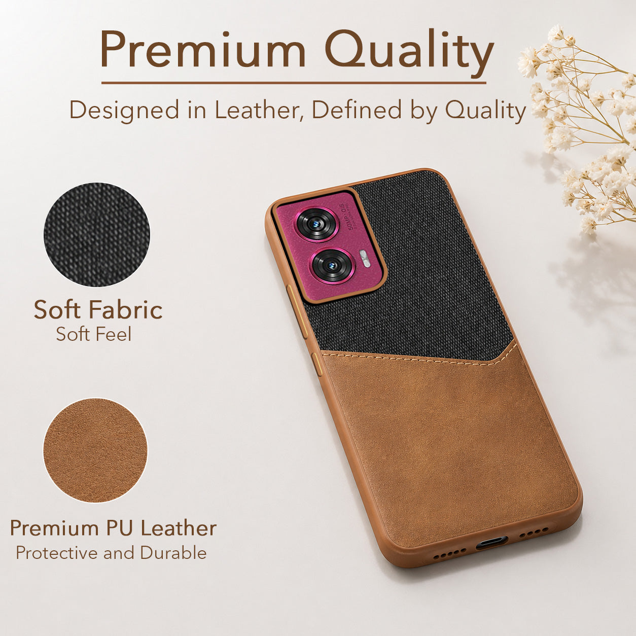 For Motorola Moto Edge 50 Fusion Back Cover Case (Dual PU Leather Stitch | Professional Minimalist | Soft and Flexible)