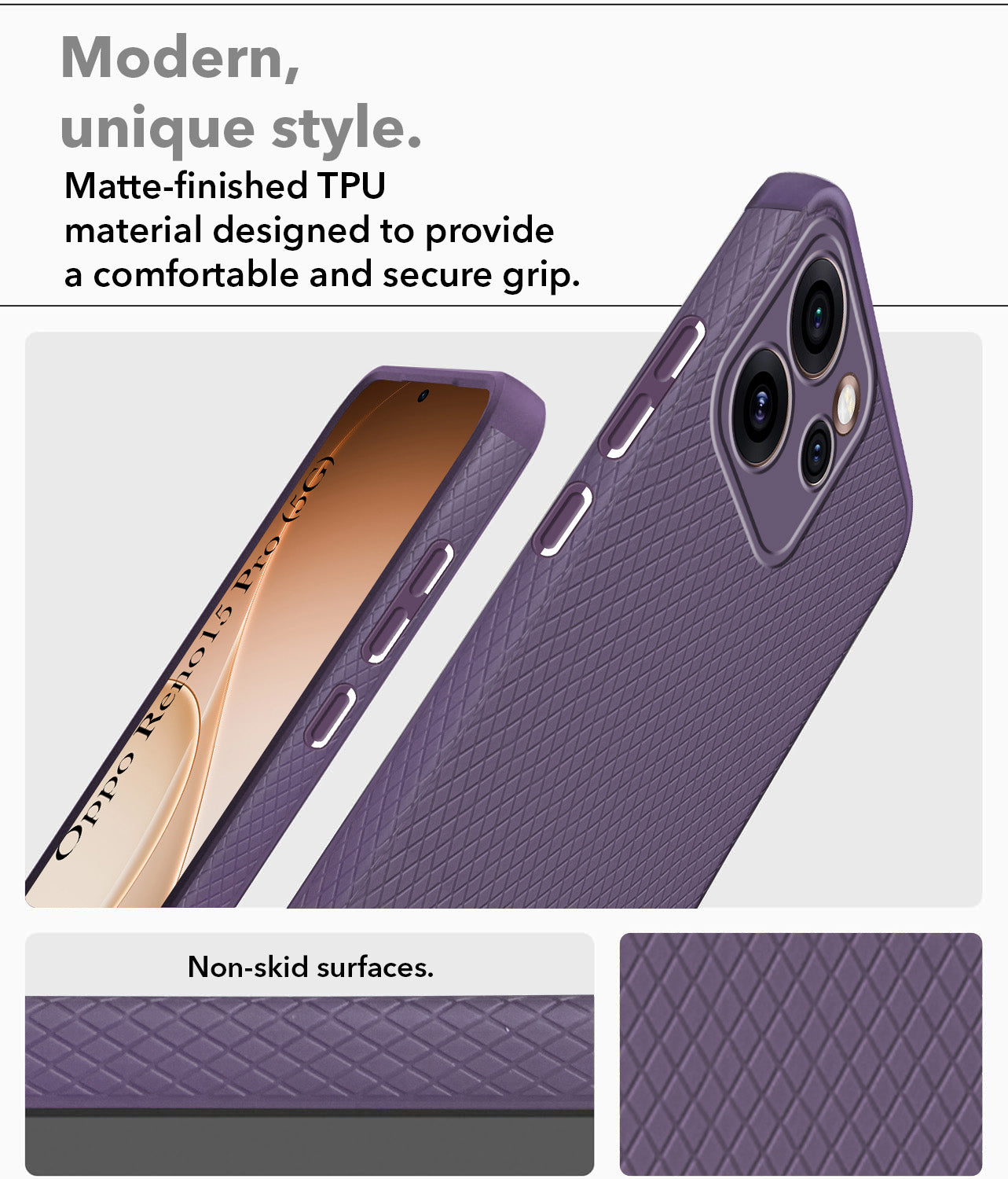 For Oppo Reno15 Pro 5G | Oppo Reno 15 Pro 5G Back Cover Case Liquid Silicone (Camera Protection | Side Grip Texture | Soft and Flexible)