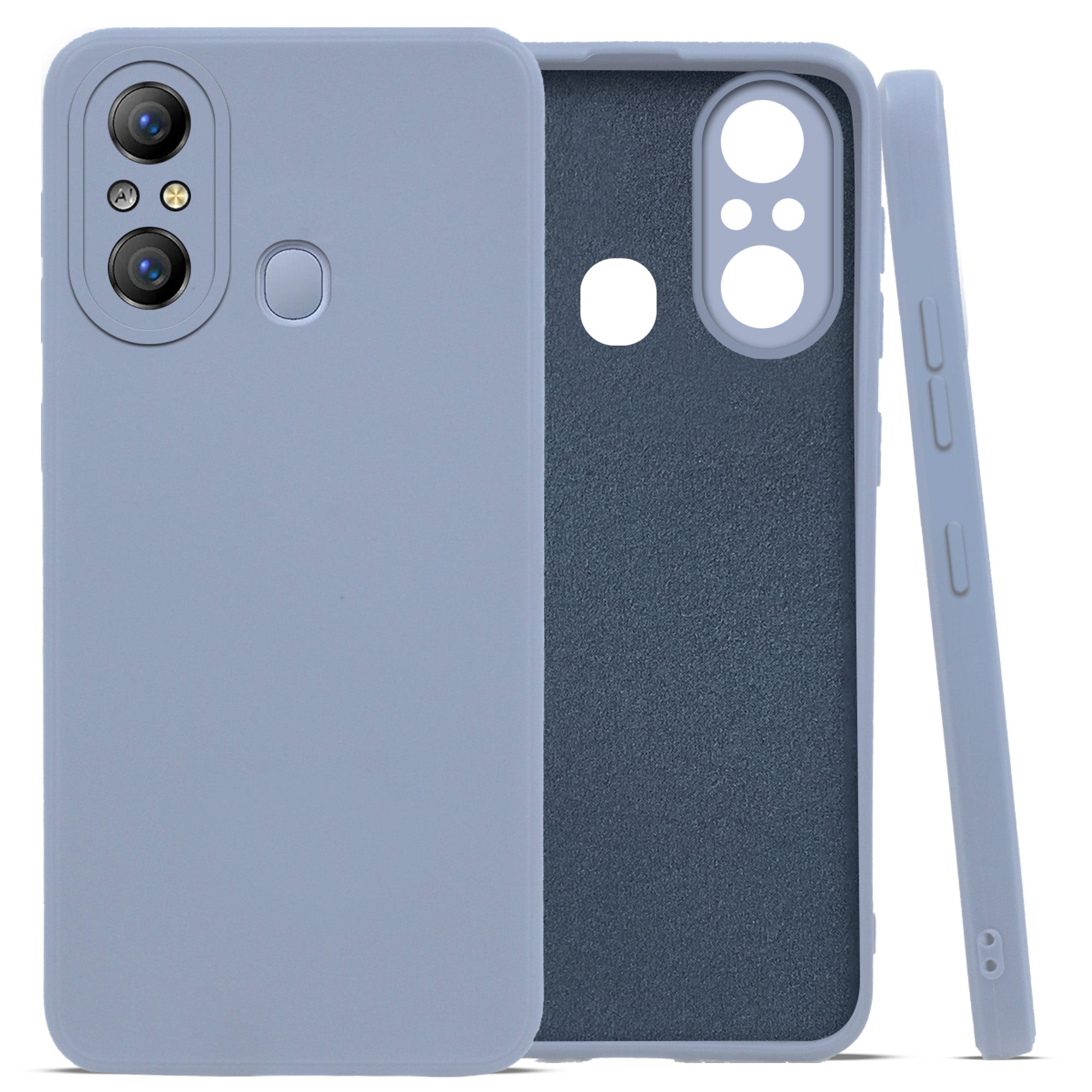 For Itel A49 Back Cover Case (Matte Finish Silicone with Inside Fiber Cloth |Light Blue)