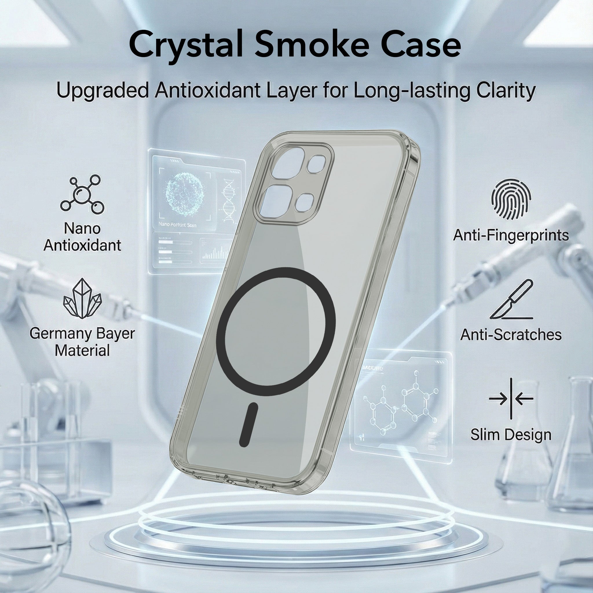 For Oppo F31 5G | Oppo F33 5G Back Cover Case Lifetime Anti-Yellow MagSafe Compatible Clear (Sleek Hard Crystal | Shockproof and Camera Protection)