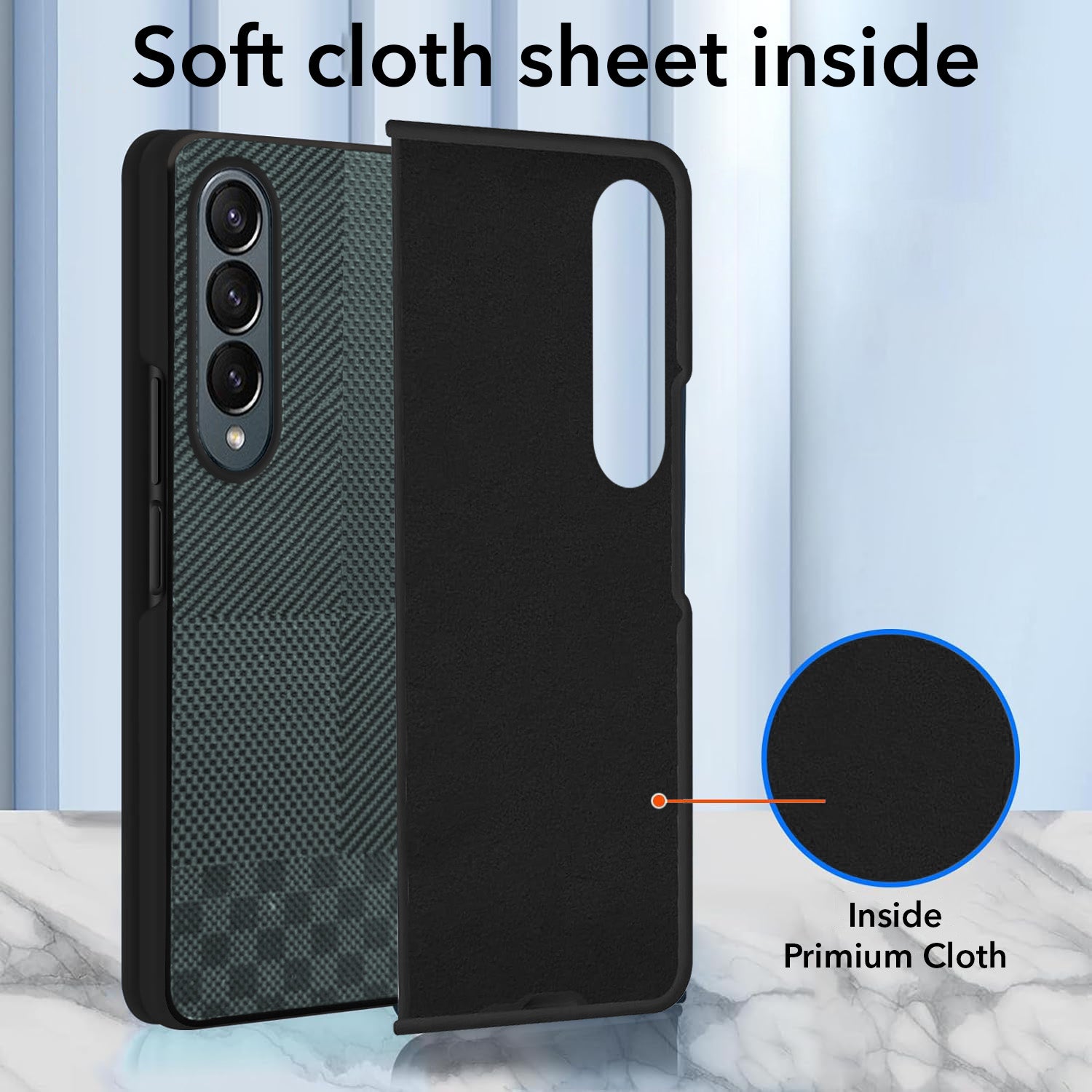 For Samsung Galaxy Z Fold 4 5G Back Flip Case Cover (Craft Printed Design | Hybrid Texture | Inside Microfiber Cloth)