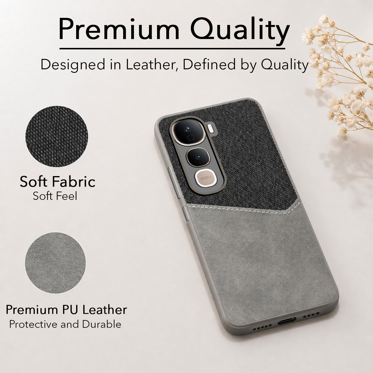 For Vivo Y400 Pro Back Cover Case (Dual PU Leather Stitch | Professional Minimalist | Soft and Flexible)