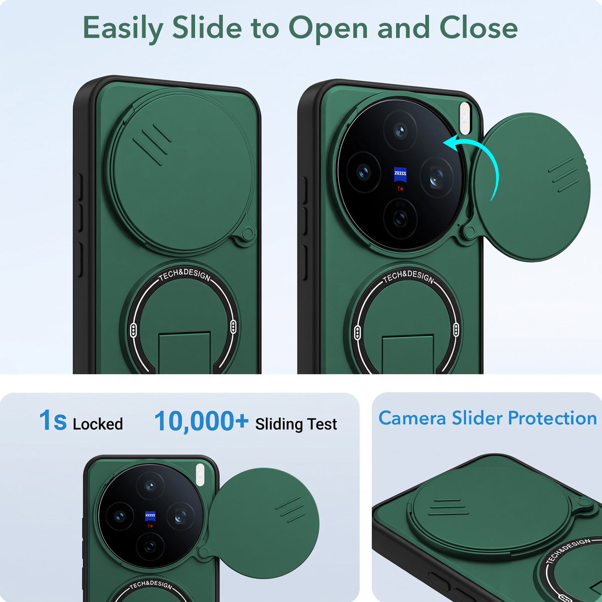 For Vivo X200T Back Case Cover Metallic (Hybrid Armor Kickstand | Sliding Shutter Camera Protection | MagSafe Compatible)