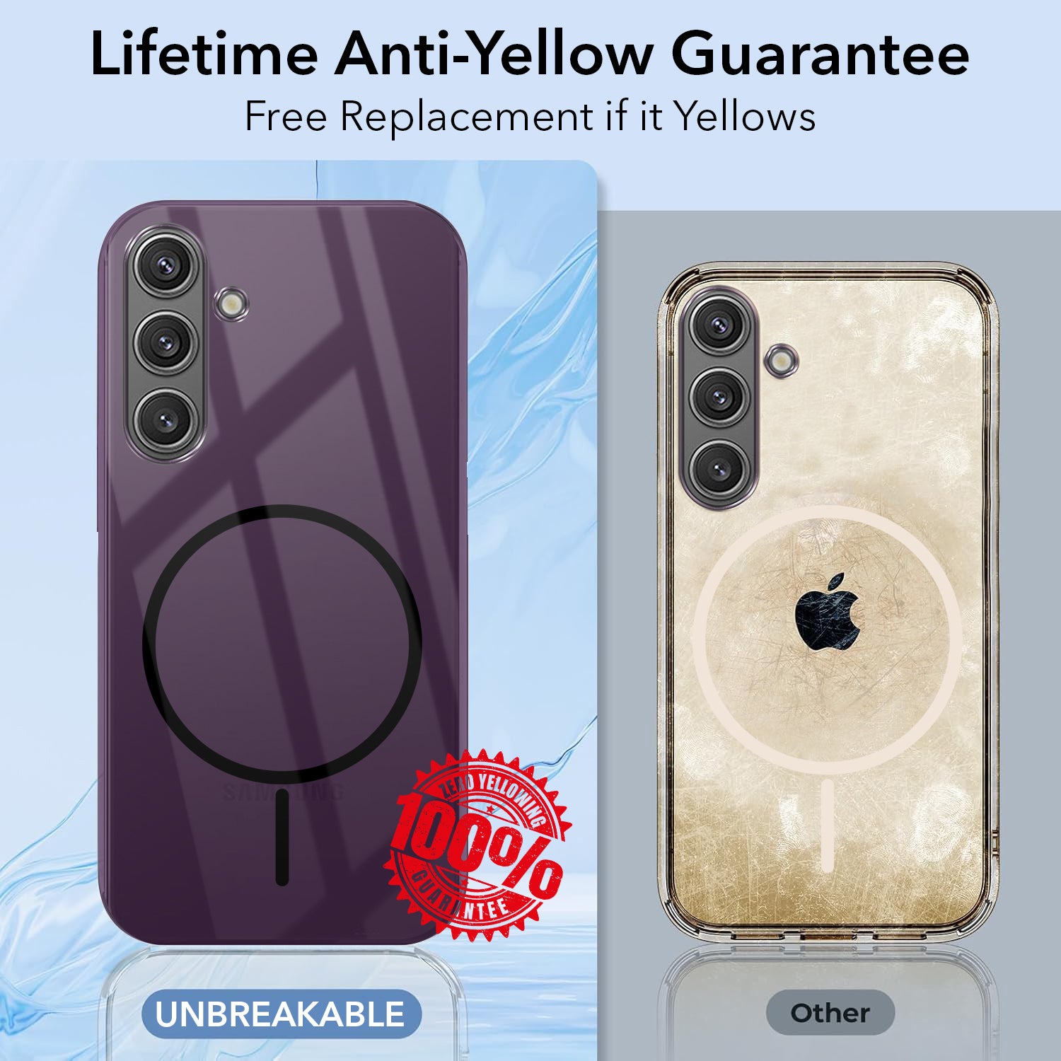 For Samsung Galaxy S24 Back Cover Case (Crystal Clear Case | MagSafe Wireless Charging Support | Hard Anti Yellow | Camera Protection Bump)