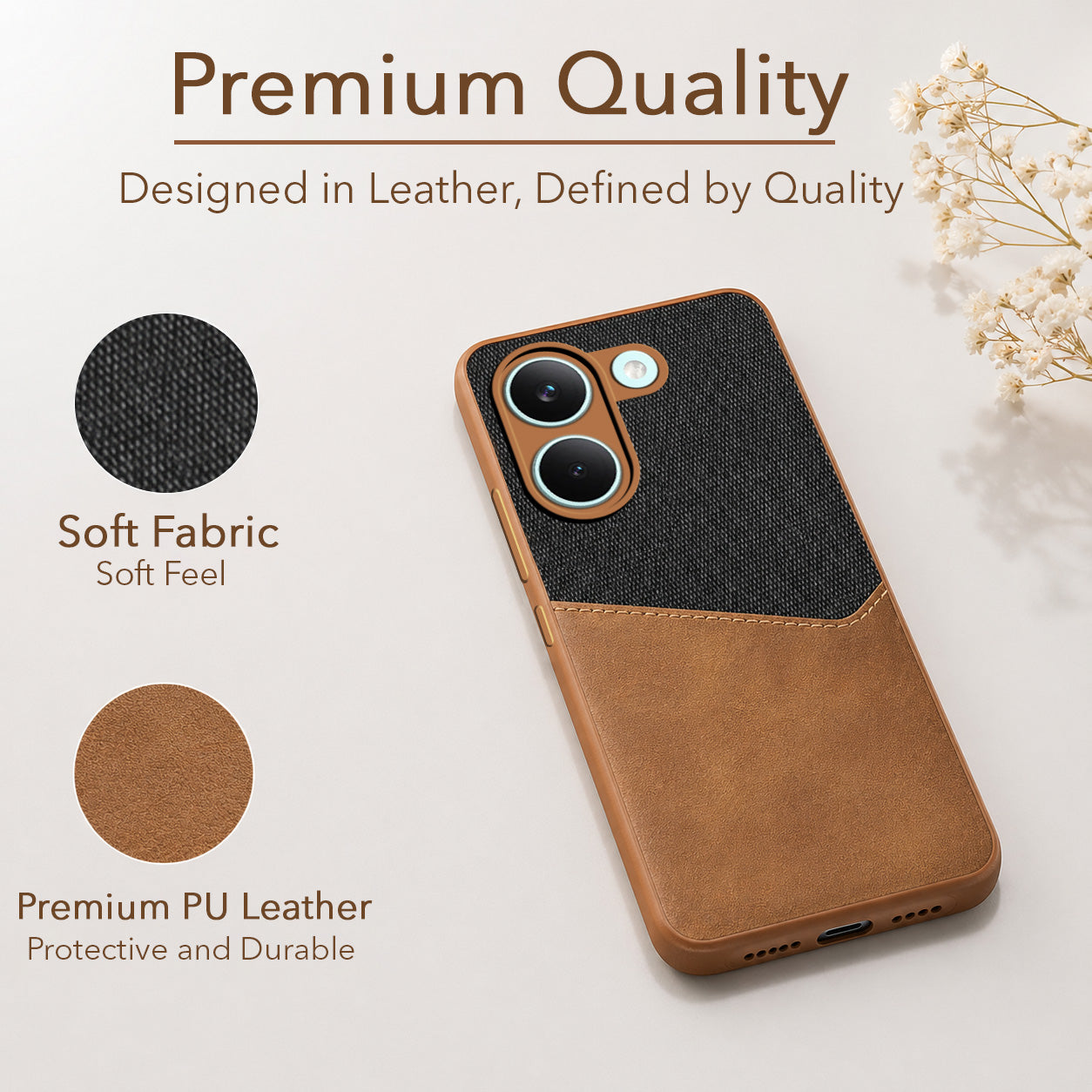 For Poco X8 Pro Back Cover Case (Dual PU Leather Stitch | Professional Minimalist | Soft and Flexible)