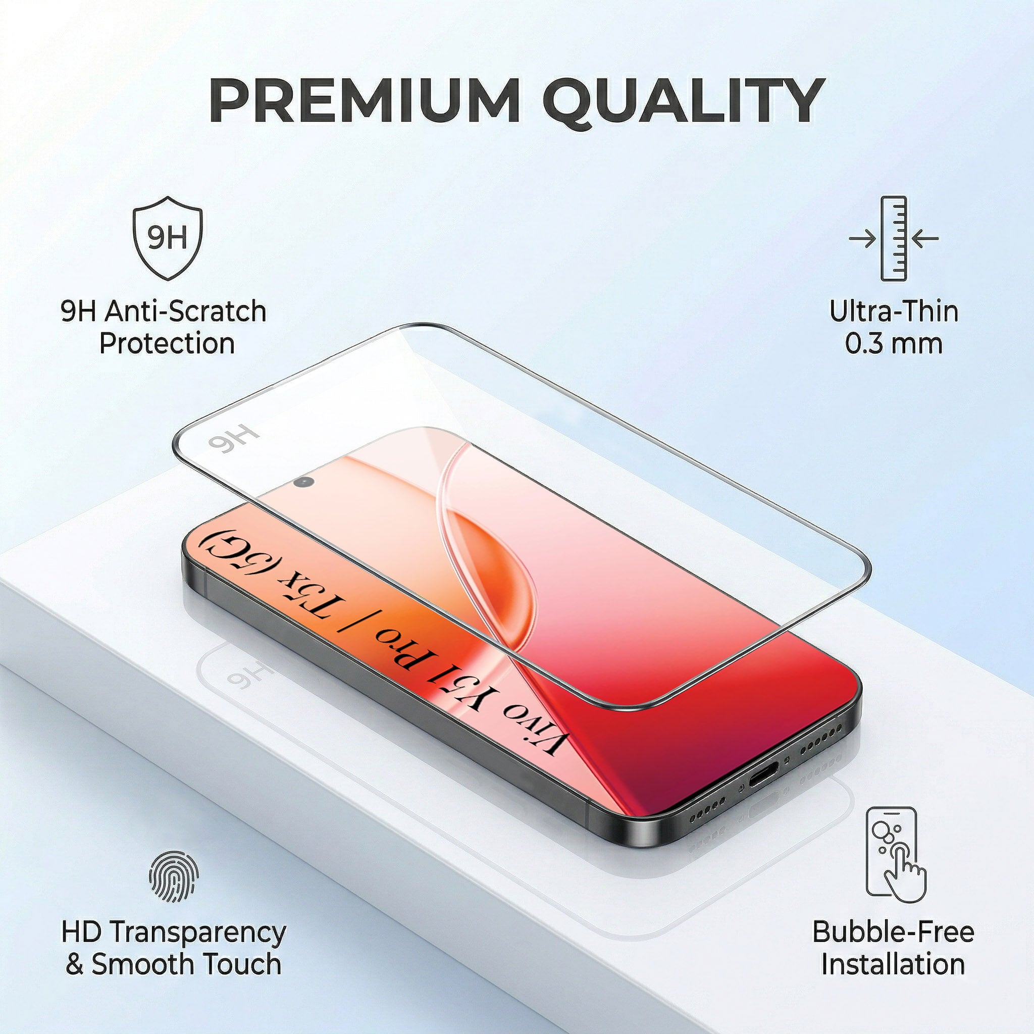 For Vivo Y51 Pro 5G | Vivo T5x Combo with Back Cover and 9H Tempered Glass (Textured Grip Design | Micro-Fiber Cloth Inside | Oleophobic Coating Screen Glass)
