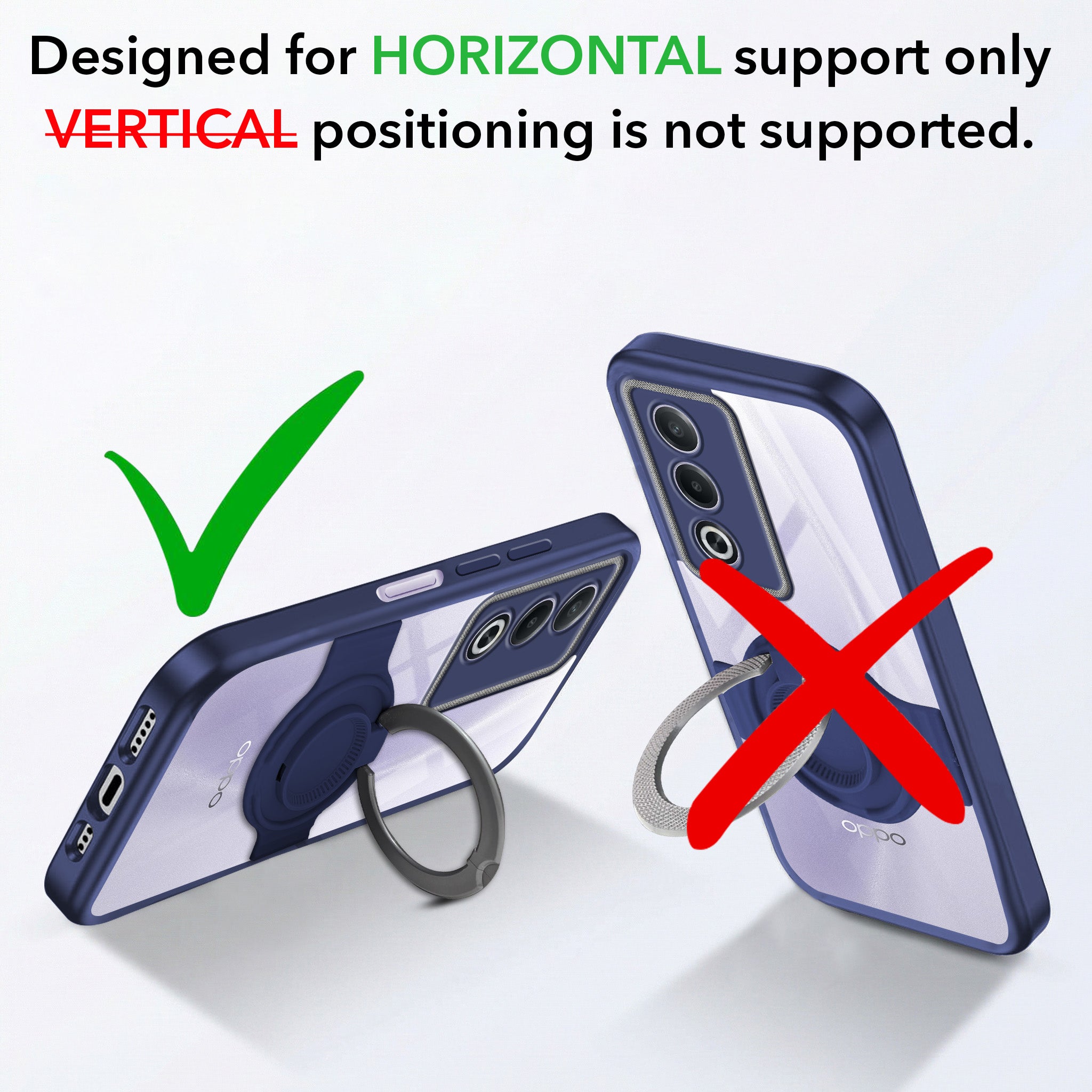 For Oppo A3 Pro 5G Back Cover Case with stand (Built-in Ring Holder Kickstand | Lifetime Anti Yellow | Camera Protection)