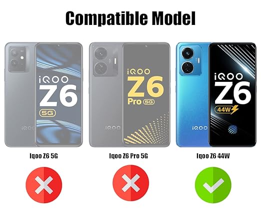 For Vivo IQOO Z6 44W Back Cover Case (Shockproof Polycarbonate Dual Layer Hybrid Armor)