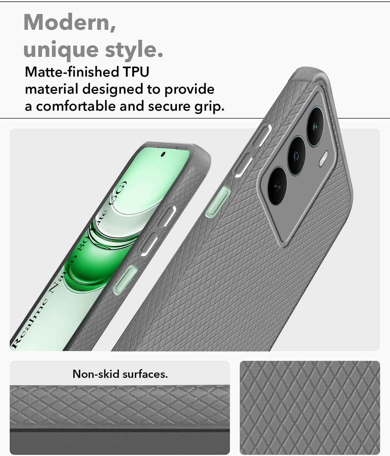 For Realme Narzo 80 Lite 5G Back Cover Case (Liquid Silicone | Side Grip | Camera Protection)