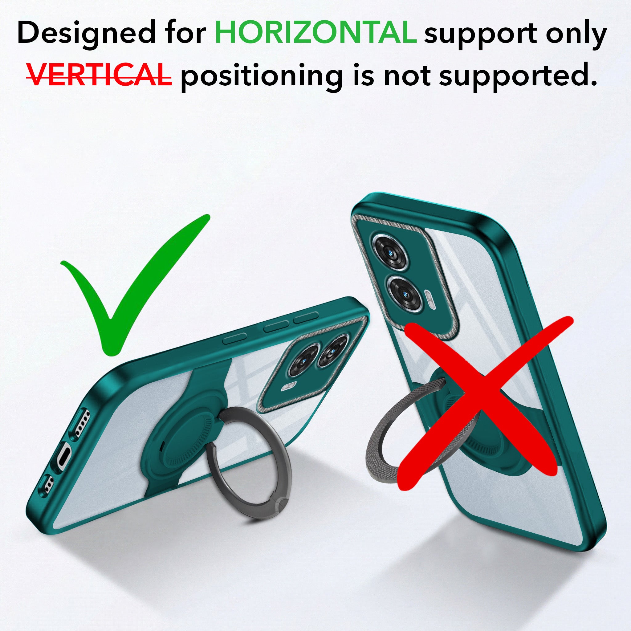 For Motorola Moto Edge 50 Fusion Back Cover Case with stand (Built-in Ring Holder Kickstand | Lifetime Anti Yellow | Camera Protection)