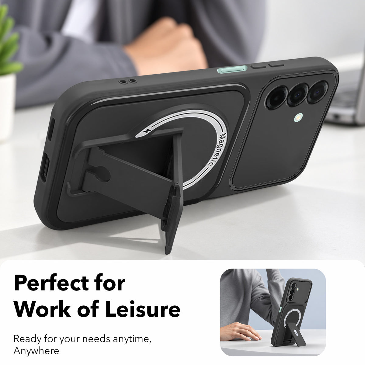 For Samsung Galaxy A26 5G Back Case Cover Metallic (Hybrid Armor Kickstand | MagSafe Compatible | Camera Protection Shockproof)