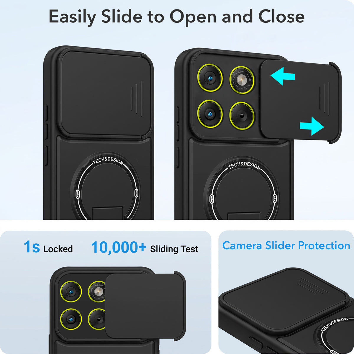 For Motorola Moto Edge 70 Back Case Cover Metallic (Hybrid Armor Kickstand | Sliding Shutter Camera Protection | MagSafe Compatible)